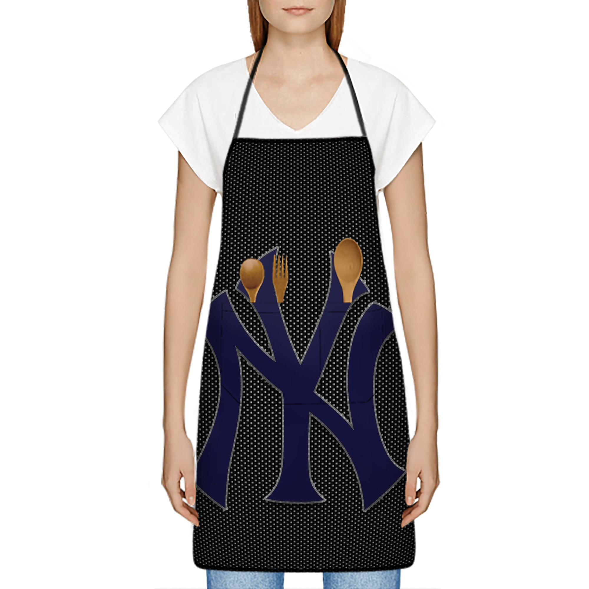 New York Yankees 166 Stain-Resistant Polyester Apron With Pocket – Full Print, Waterproof, Anti-Wrinkle, Anti-Pilling – Ideal For Kitchen, BBQ, Restaurant, Salon & More