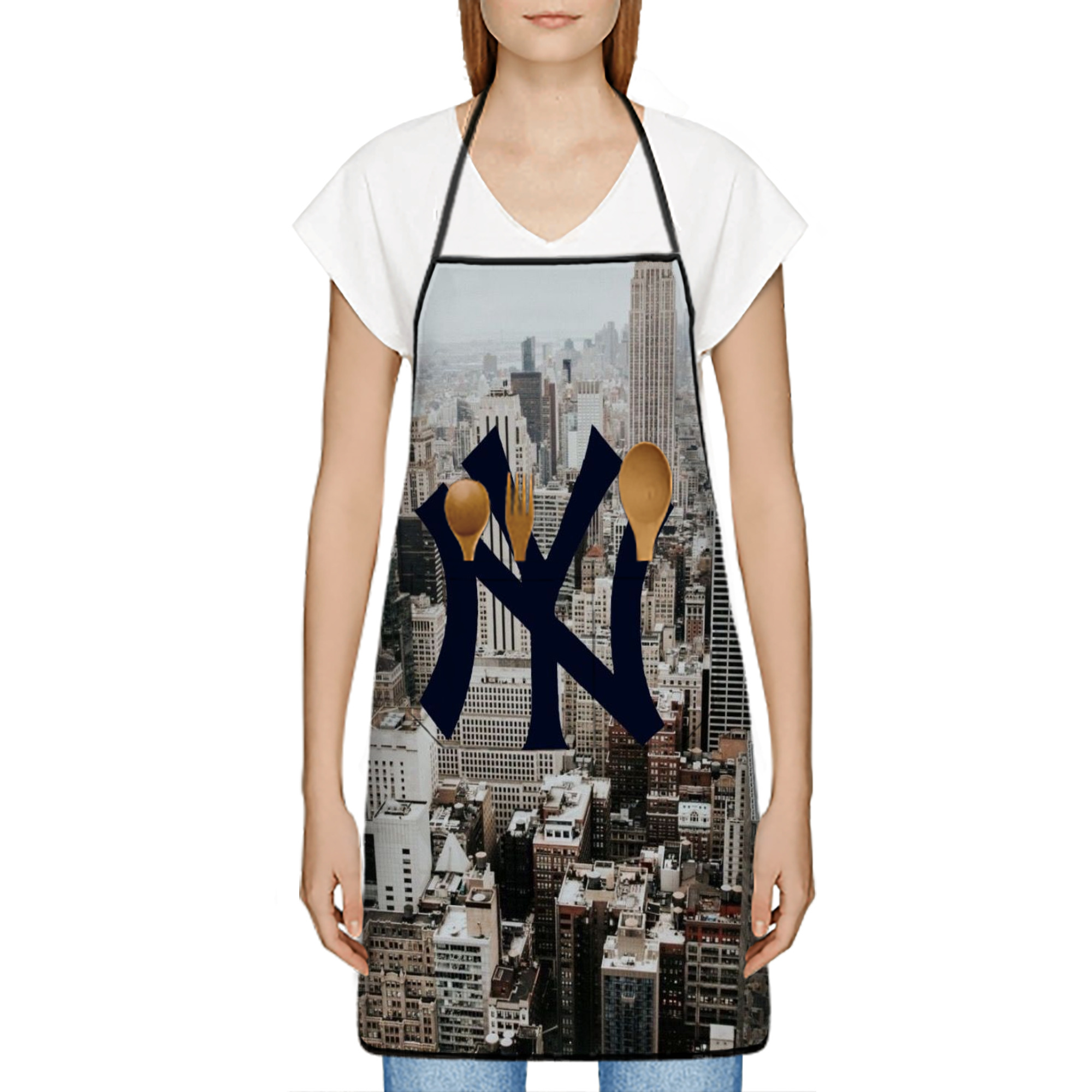 New York Yankees 171 Stain-Resistant Polyester Apron With Pocket – Full Print, Waterproof, Anti-Wrinkle, Anti-Pilling – Ideal For Kitchen, BBQ, Restaurant, Salon & More