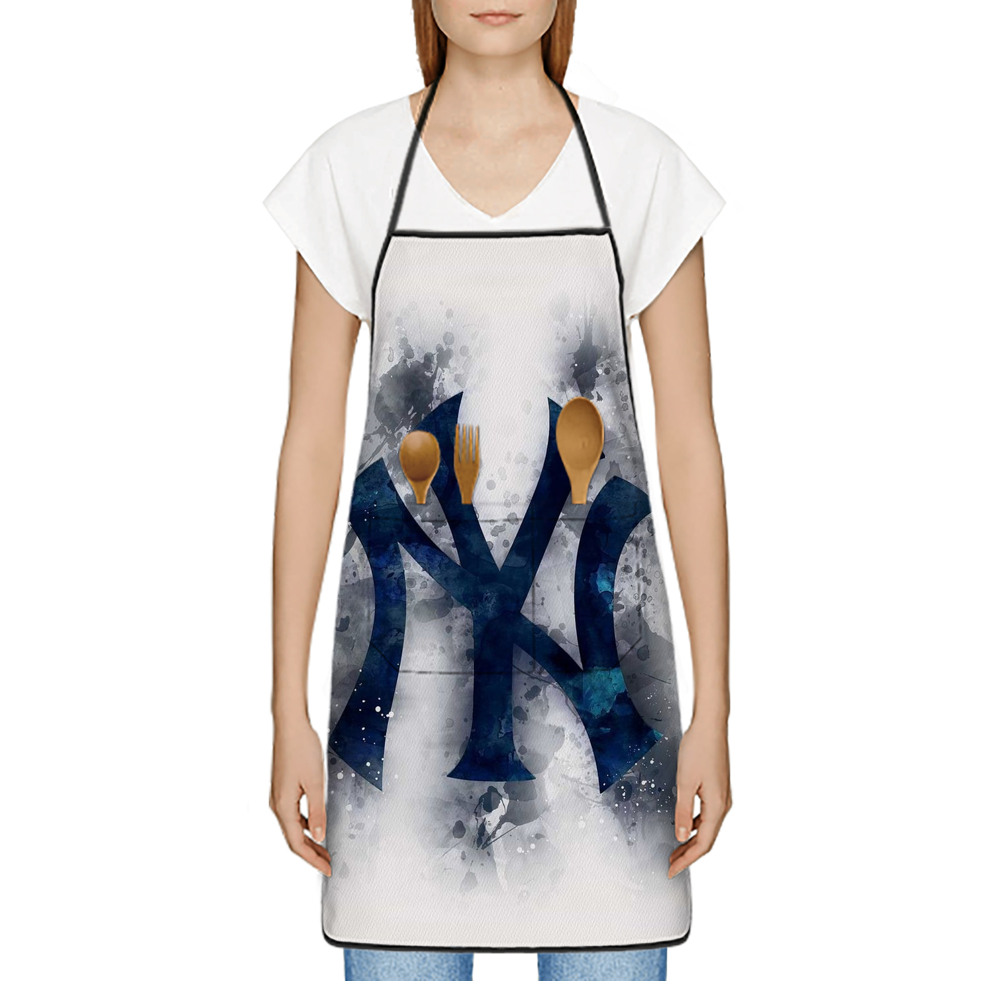 New York Yankees 170 Stain-Resistant Polyester Apron With Pocket – Full Print, Waterproof, Anti-Wrinkle, Anti-Pilling – Ideal For Kitchen, BBQ, Restaurant, Salon & More