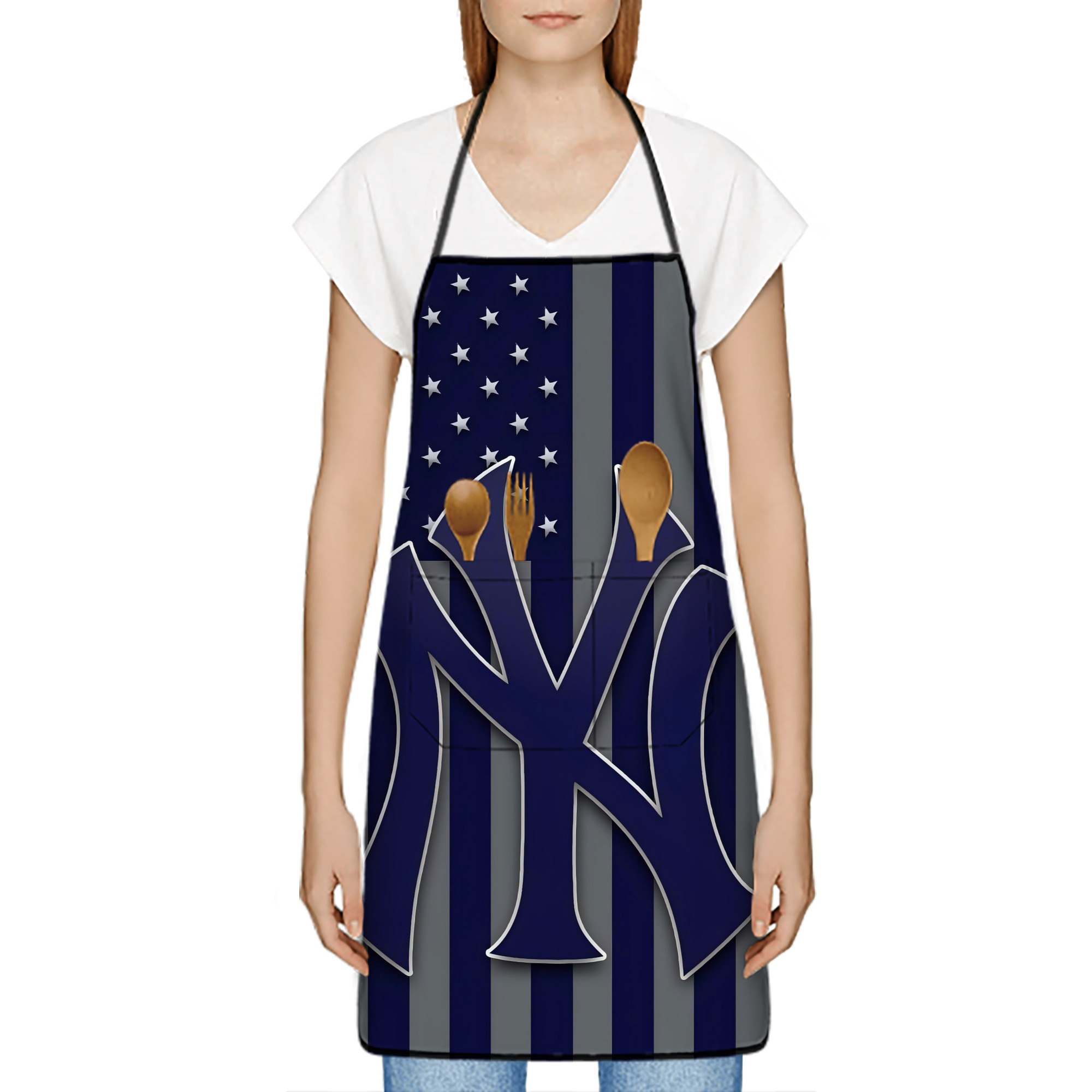 New York Yankees 162 Stain-Resistant Polyester Apron With Pocket – Full Print, Waterproof, Anti-Wrinkle, Anti-Pilling – Ideal For Kitchen, BBQ, Restaurant, Salon & More