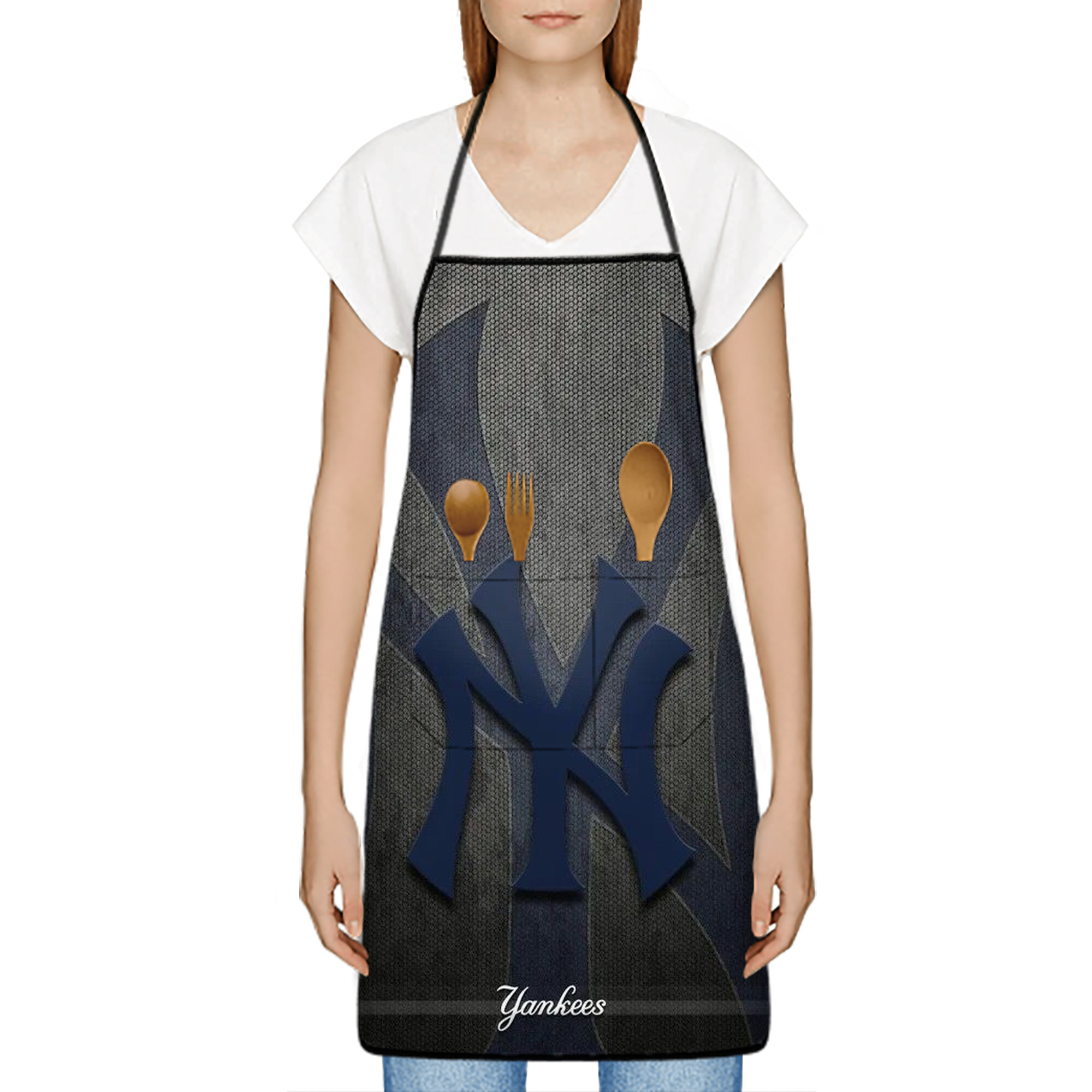 New York Yankees 153 Stain-Resistant Polyester Apron With Pocket – Full Print, Waterproof, Anti-Wrinkle, Anti-Pilling – Ideal For Kitchen, BBQ, Restaurant, Salon & More