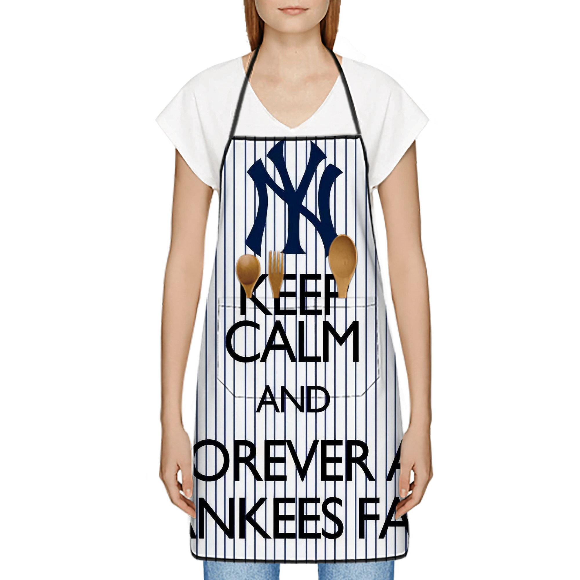 New York Yankees 158 Stain-Resistant Polyester Apron With Pocket – Full Print, Waterproof, Anti-Wrinkle, Anti-Pilling – Ideal For Kitchen, BBQ, Restaurant, Salon & More
