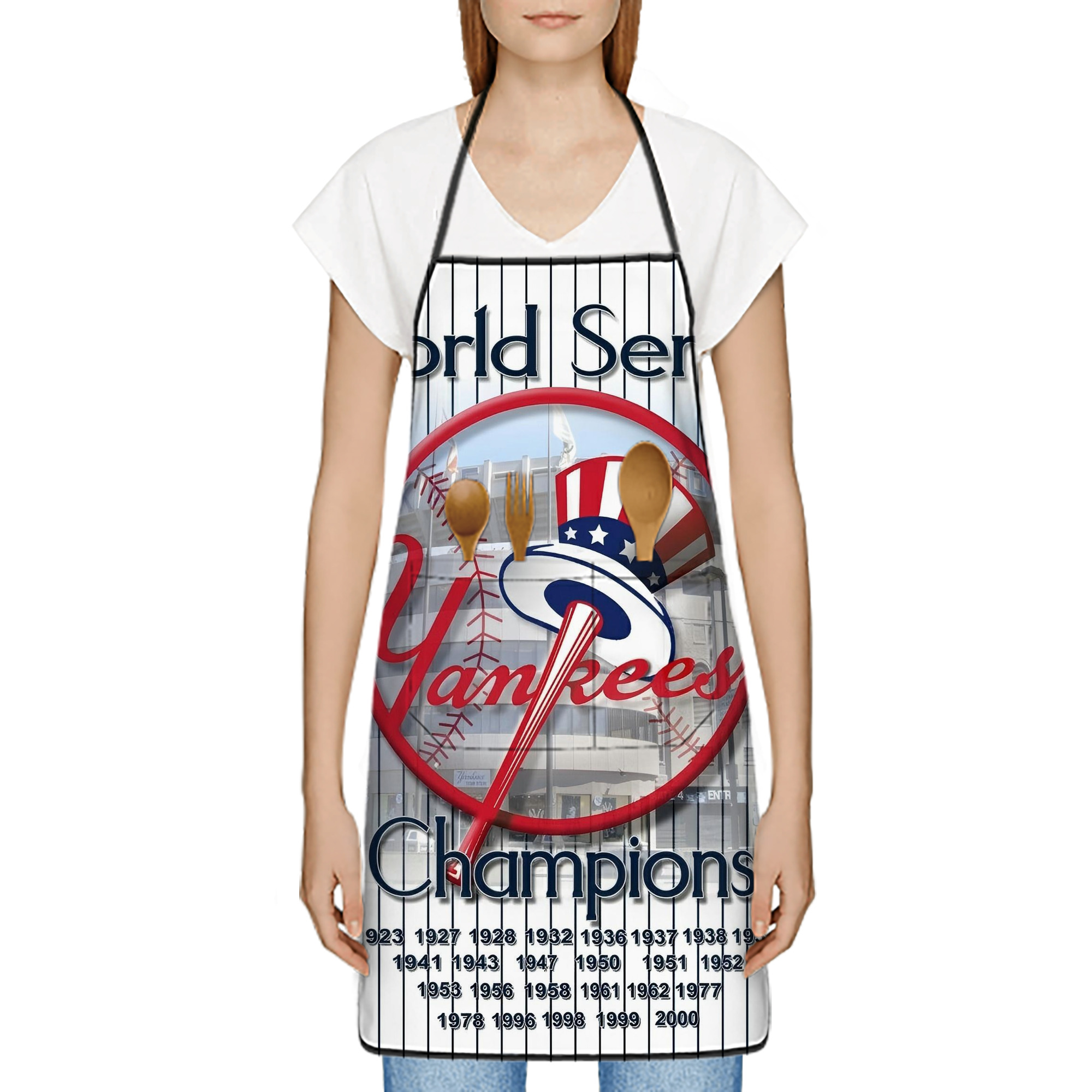 New York Yankees 184 Stain-Resistant Polyester Apron With Pocket – Full Print, Waterproof, Anti-Wrinkle, Anti-Pilling – Ideal For Kitchen, BBQ, Restaurant, Salon & More