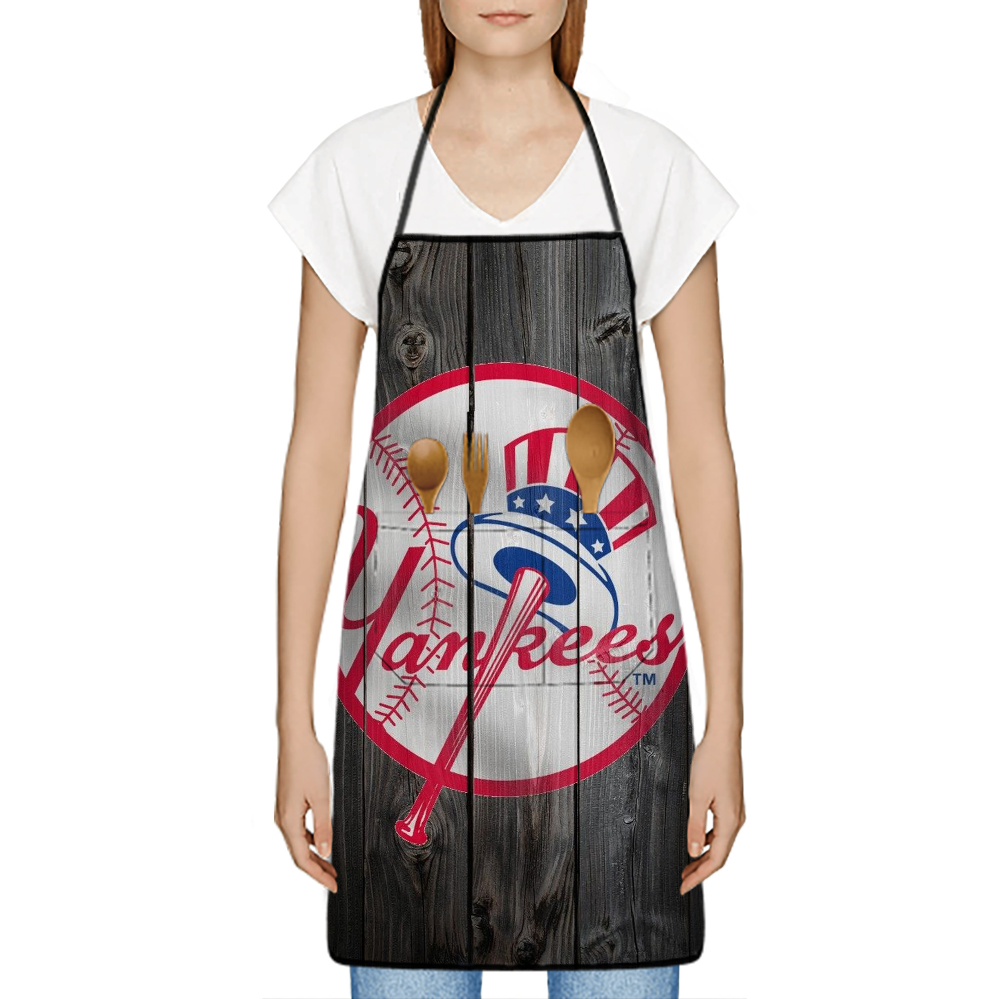 New York Yankees 189 Stain-Resistant Polyester Apron With Pocket – Full Print, Waterproof, Anti-Wrinkle, Anti-Pilling – Ideal For Kitchen, BBQ, Restaurant, Salon & More