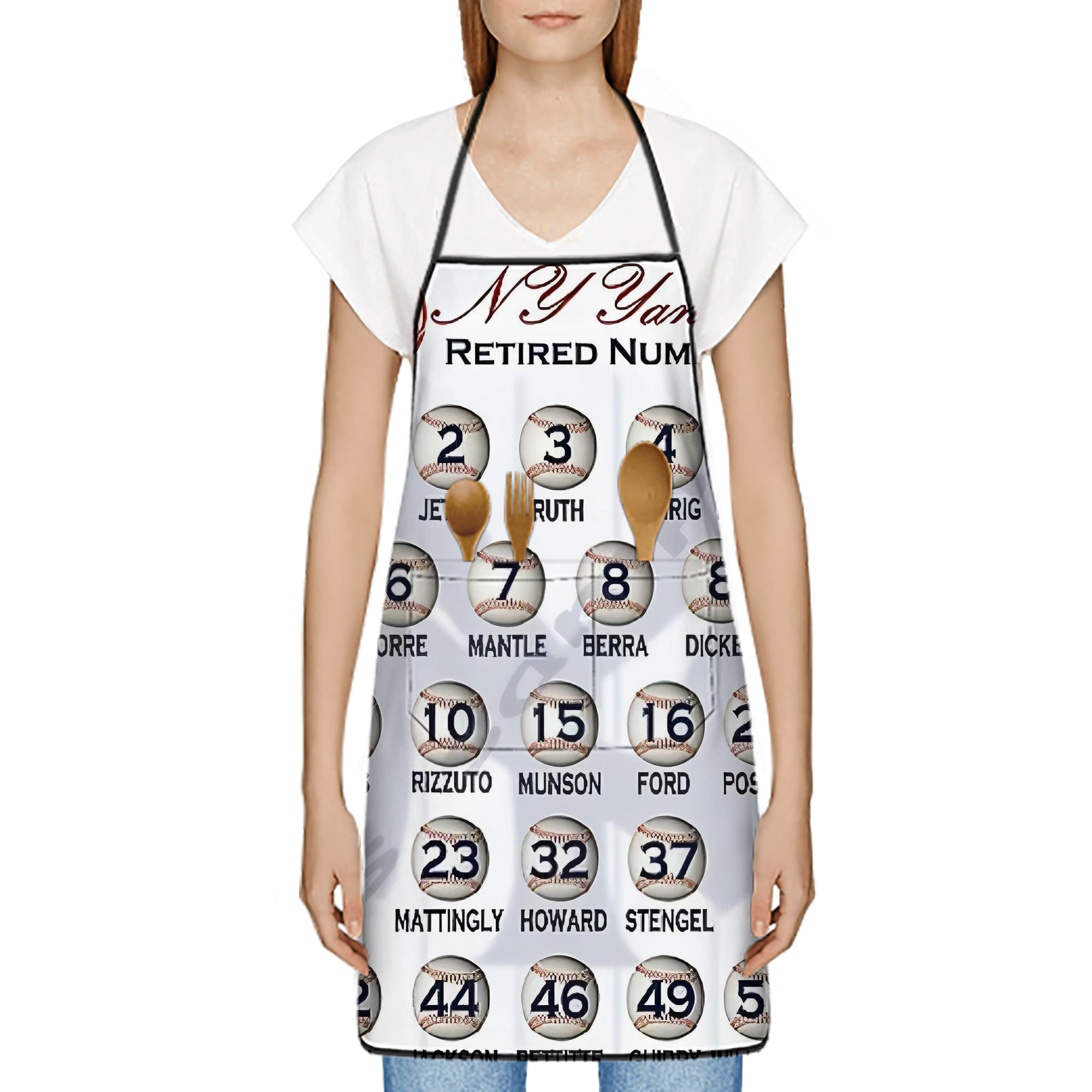 New York Yankees 201 Stain-Resistant Polyester Apron With Pocket – Full Print, Waterproof, Anti-Wrinkle, Anti-Pilling – Ideal For Kitchen, BBQ, Restaurant, Salon & More