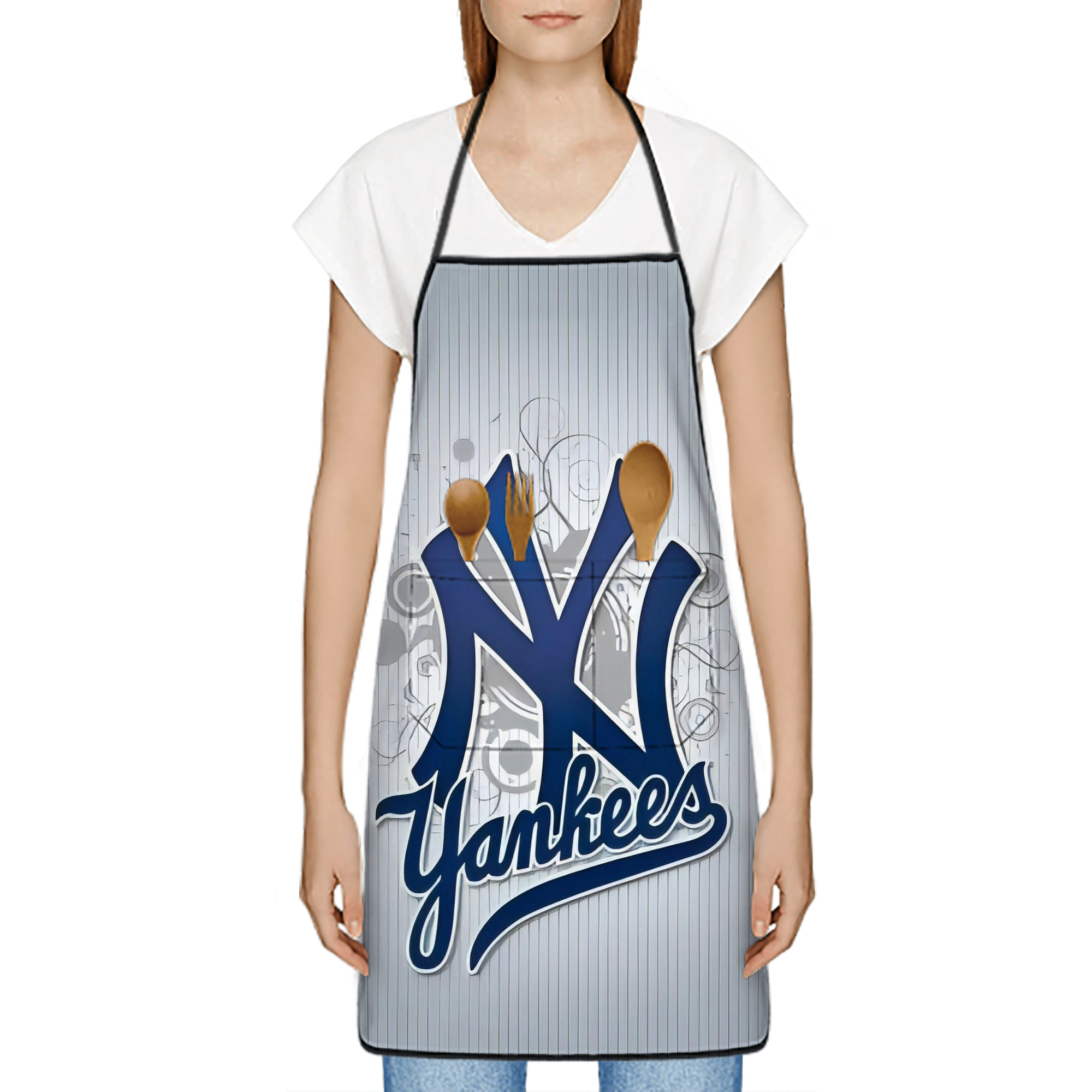 New York Yankees 181 Stain-Resistant Polyester Apron With Pocket – Full Print, Waterproof, Anti-Wrinkle, Anti-Pilling – Ideal For Kitchen, BBQ, Restaurant, Salon & More