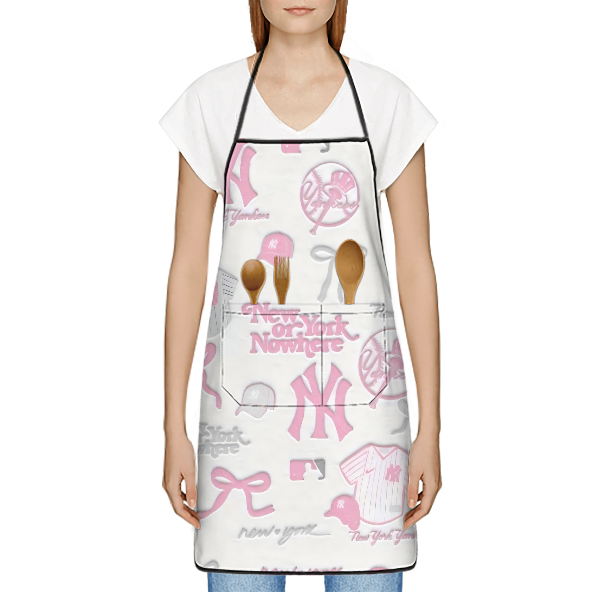 New York Yankees 206 Stain-Resistant Polyester Apron With Pocket – Full Print, Waterproof, Anti-Wrinkle, Anti-Pilling – Ideal For Kitchen, BBQ, Restaurant, Salon & More