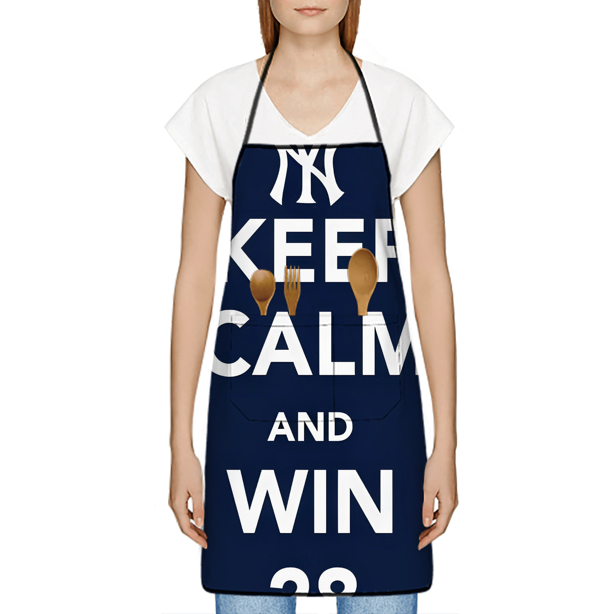 New York Yankees 169 Stain-Resistant Polyester Apron With Pocket – Full Print, Waterproof, Anti-Wrinkle, Anti-Pilling – Ideal For Kitchen, BBQ, Restaurant, Salon & More