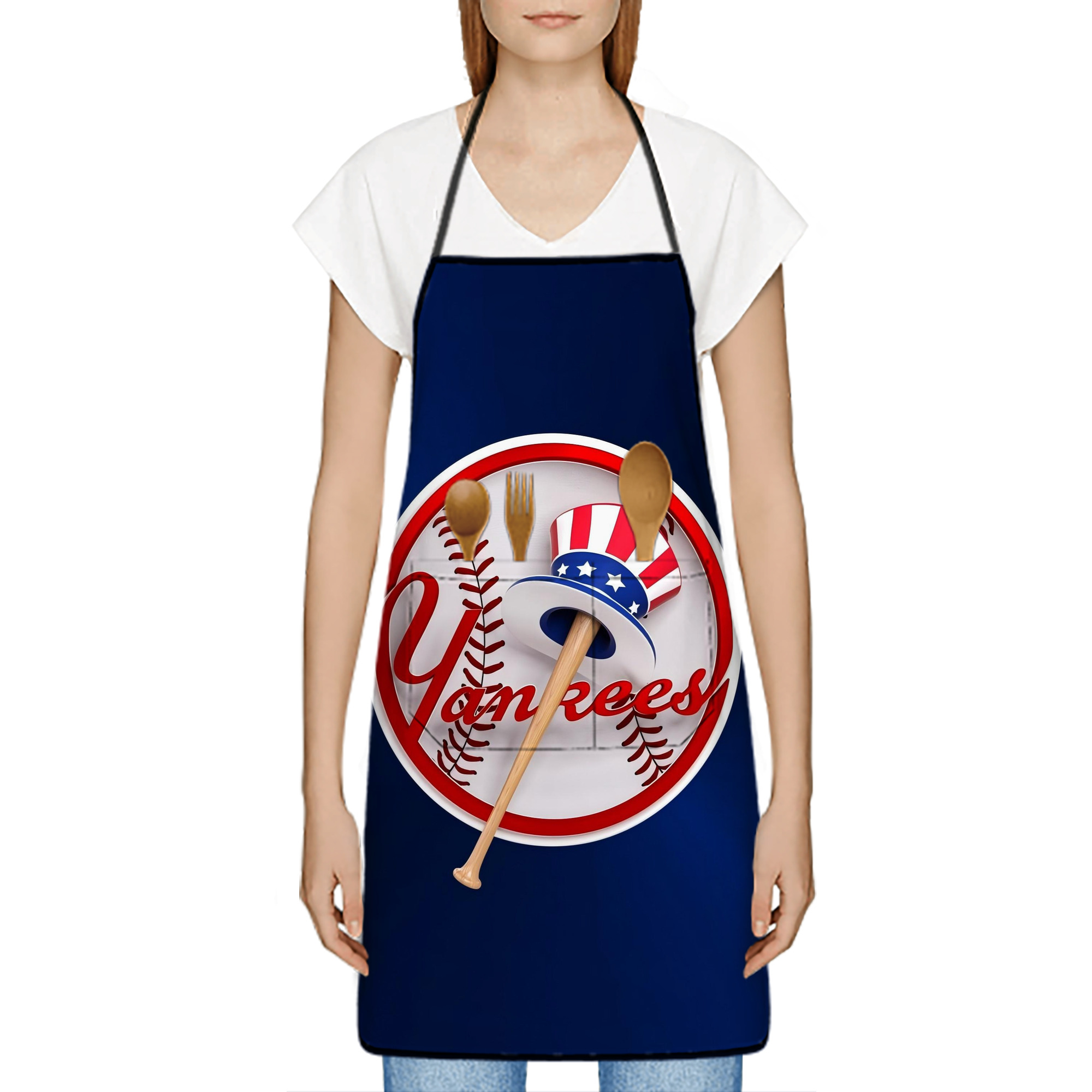 New York Yankees 200 Stain-Resistant Polyester Apron With Pocket – Full Print, Waterproof, Anti-Wrinkle, Anti-Pilling – Ideal For Kitchen, BBQ, Restaurant, Salon & More