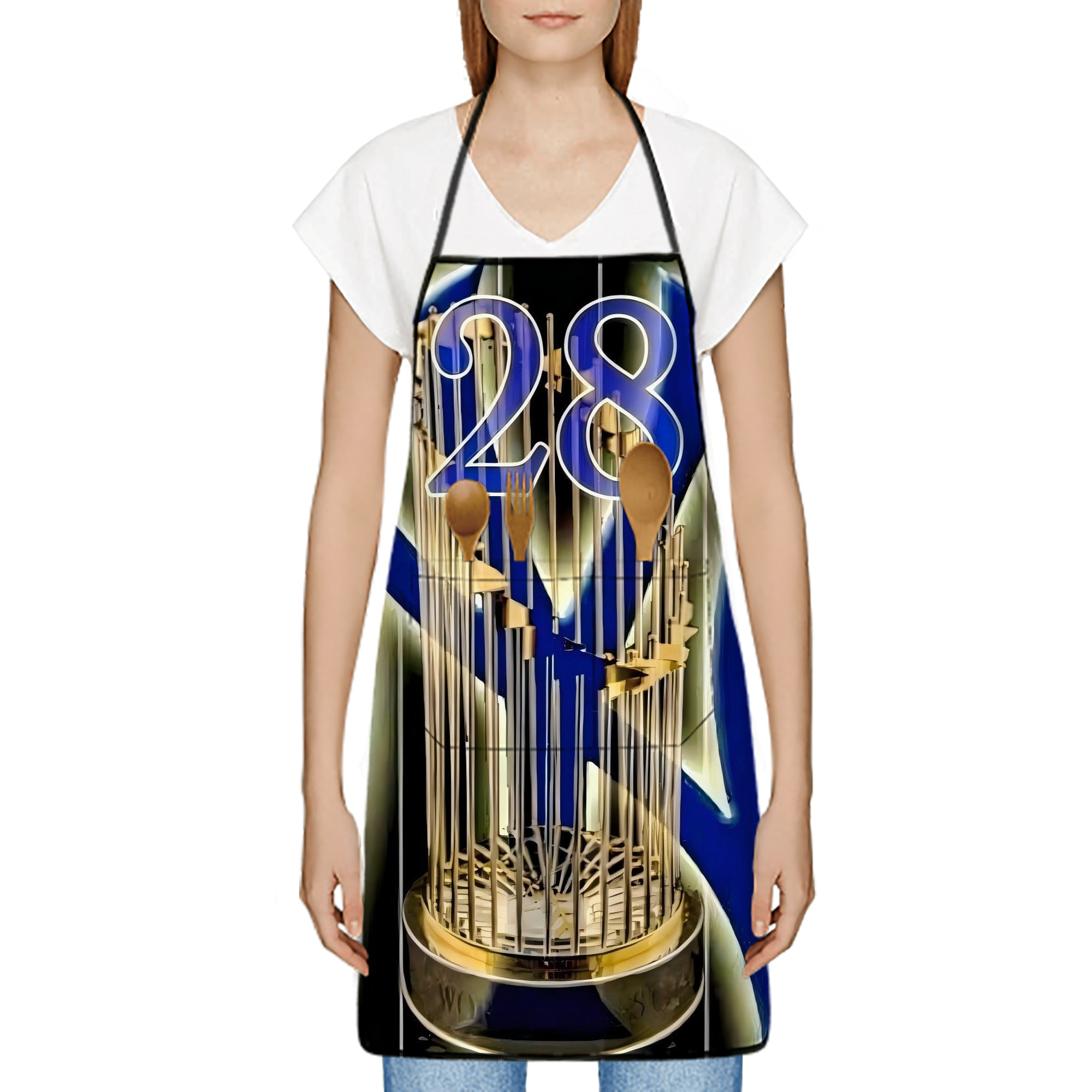 New York Yankees 212 Stain-Resistant Polyester Apron With Pocket – Full Print, Waterproof, Anti-Wrinkle, Anti-Pilling – Ideal For Kitchen, BBQ, Restaurant, Salon & More