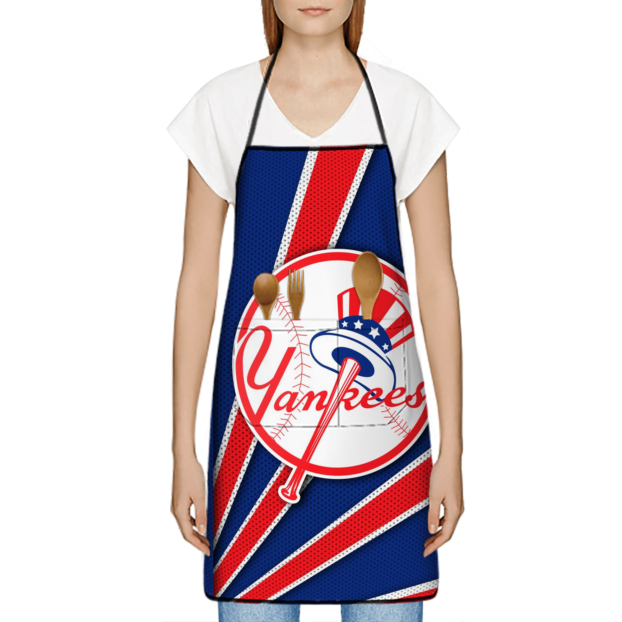 New York Yankees 182 Stain-Resistant Polyester Apron With Pocket – Full Print, Waterproof, Anti-Wrinkle, Anti-Pilling – Ideal For Kitchen, BBQ, Restaurant, Salon & More