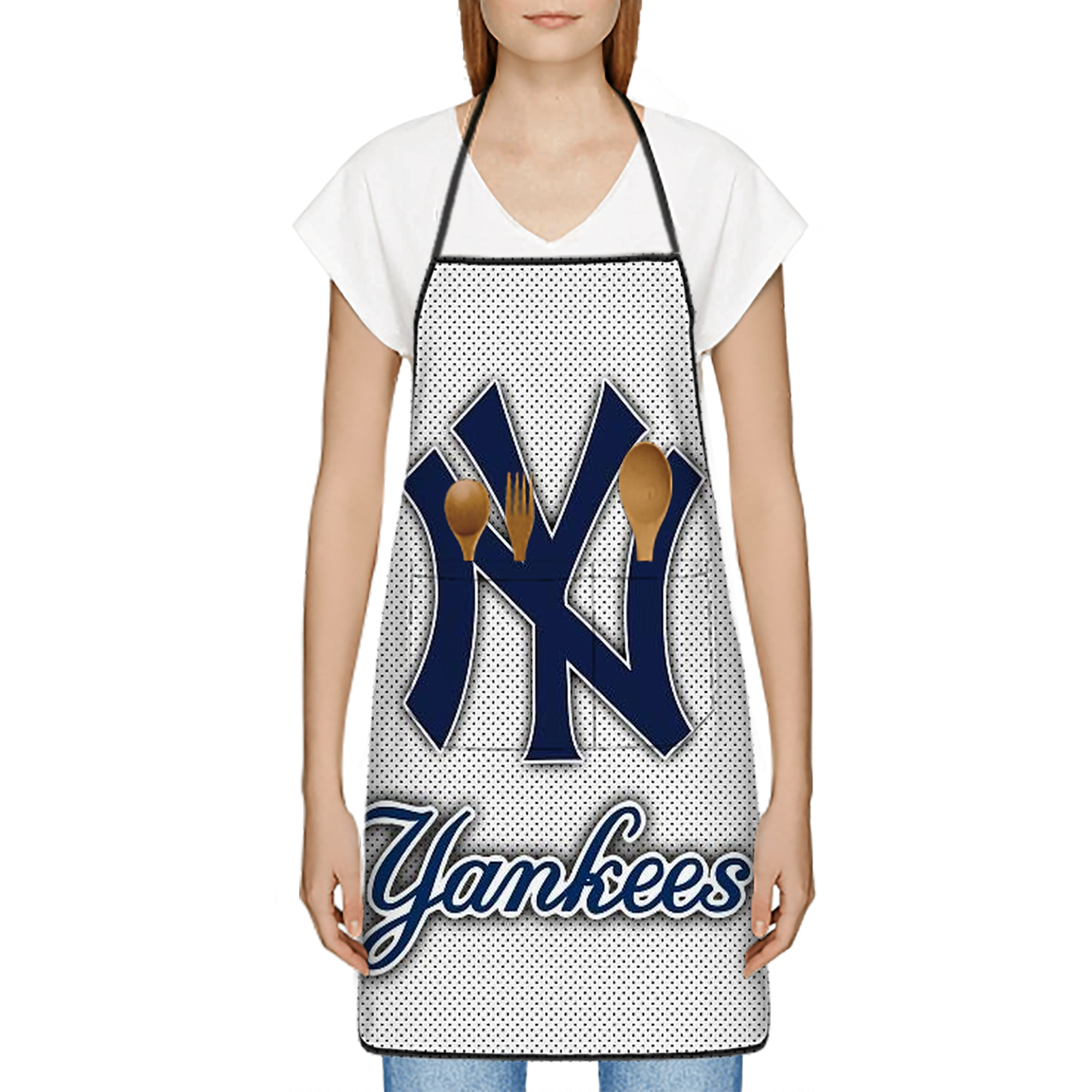New York Yankees 192 Stain-Resistant Polyester Apron With Pocket – Full Print, Waterproof, Anti-Wrinkle, Anti-Pilling – Ideal For Kitchen, BBQ, Restaurant, Salon & More