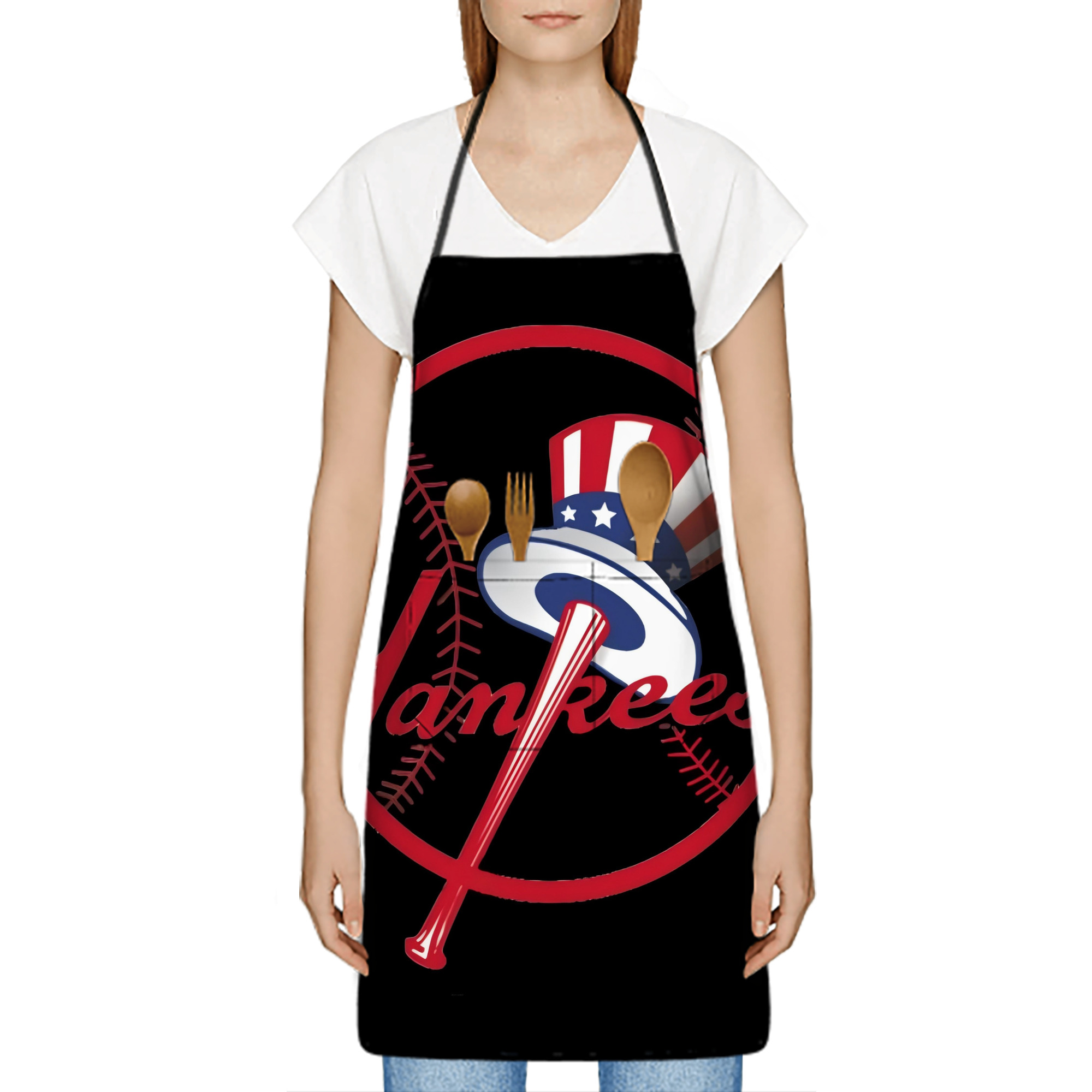 New York Yankees 188 Stain-Resistant Polyester Apron With Pocket – Full Print, Waterproof, Anti-Wrinkle, Anti-Pilling – Ideal For Kitchen, BBQ, Restaurant, Salon & More