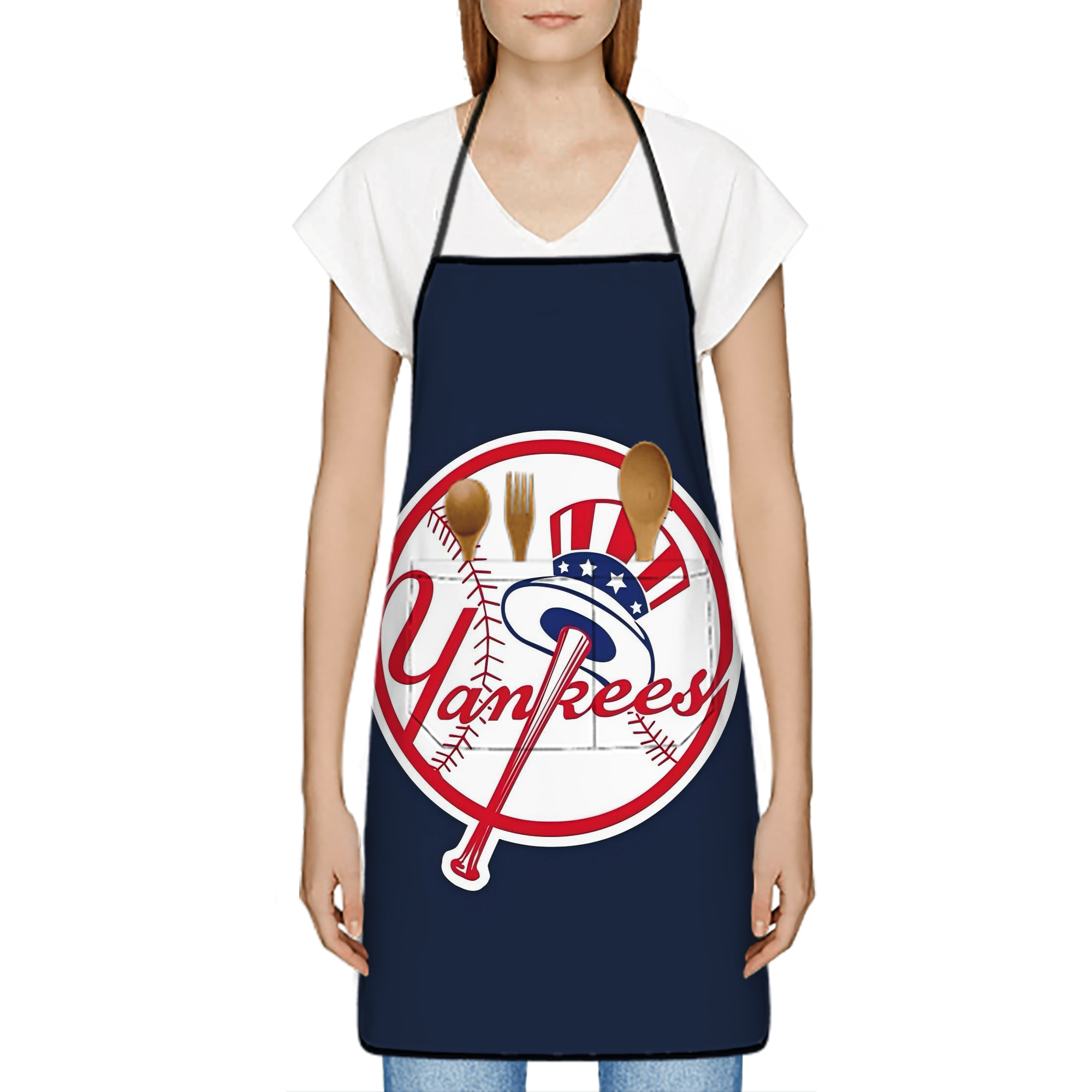 New York Yankees 216 Stain-Resistant Polyester Apron With Pocket – Full Print, Waterproof, Anti-Wrinkle, Anti-Pilling – Ideal For Kitchen, BBQ, Restaurant, Salon & More