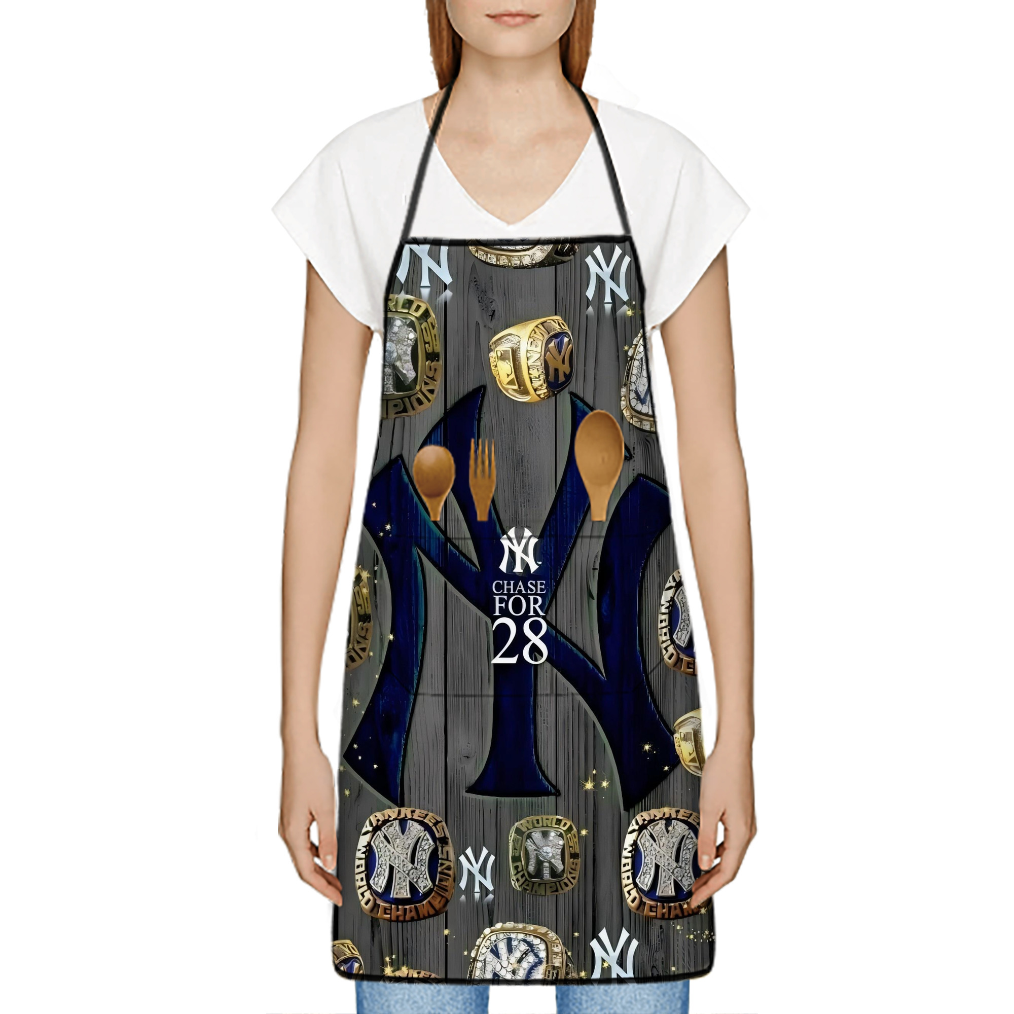 New York Yankees 209 Stain-Resistant Polyester Apron With Pocket – Full Print, Waterproof, Anti-Wrinkle, Anti-Pilling – Ideal For Kitchen, BBQ, Restaurant, Salon & More