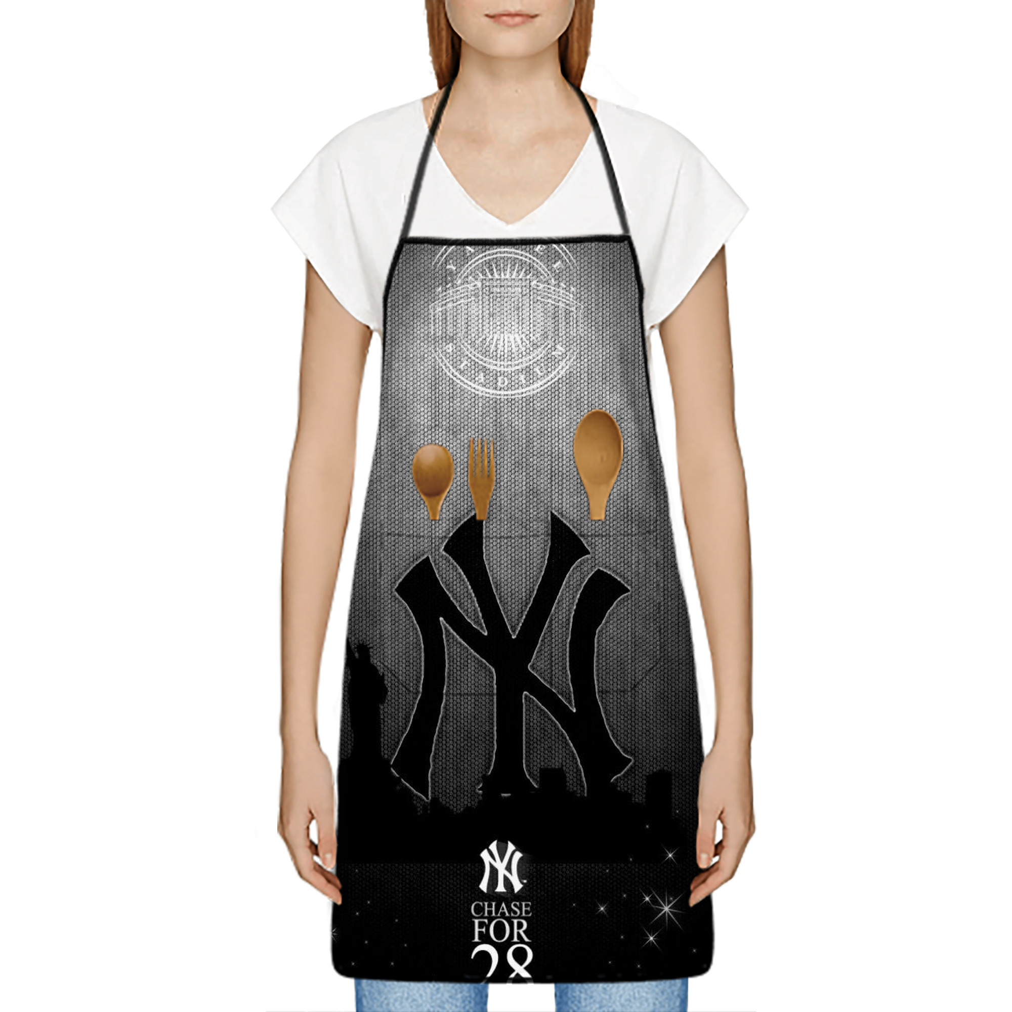 New York Yankees 313 Stain-Resistant Polyester Apron With Pocket – Full Print, Waterproof, Anti-Wrinkle, Anti-Pilling – Ideal For Kitchen, BBQ, Restaurant, Salon & More