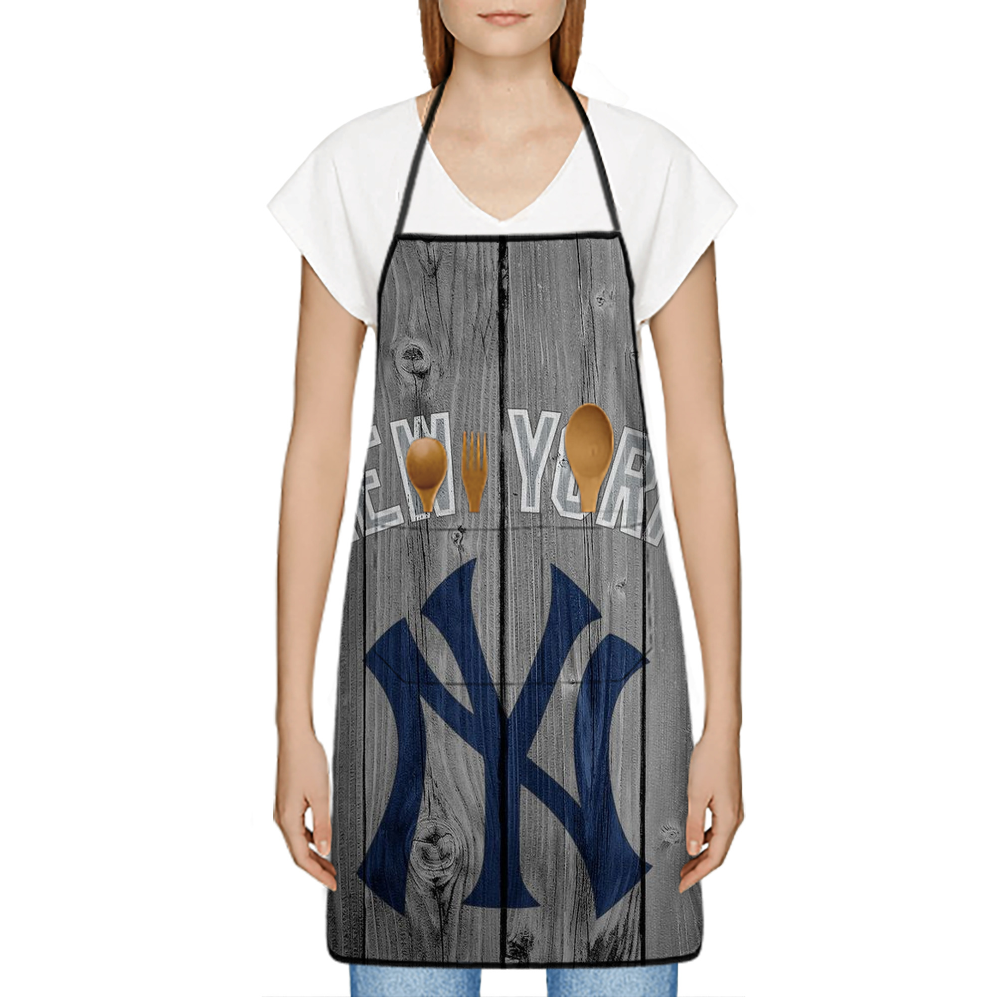 New York Yankees 204 Stain-Resistant Polyester Apron With Pocket – Full Print, Waterproof, Anti-Wrinkle, Anti-Pilling – Ideal For Kitchen, BBQ, Restaurant, Salon & More
