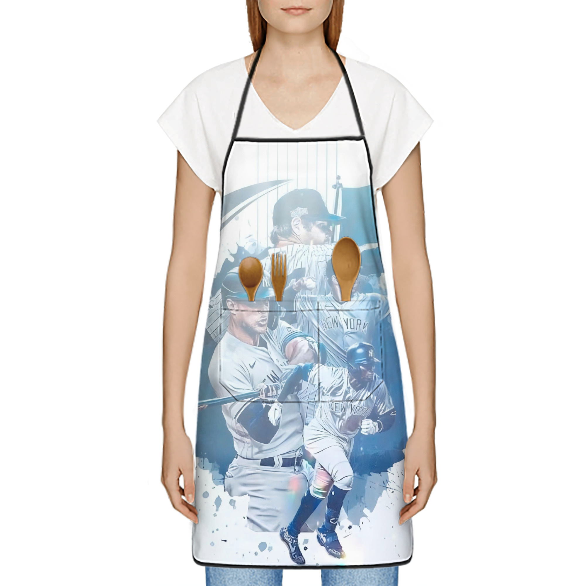 New York Yankees 329 Stain-Resistant Polyester Apron With Pocket – Full Print, Waterproof, Anti-Wrinkle, Anti-Pilling – Ideal For Kitchen, BBQ, Restaurant, Salon & More