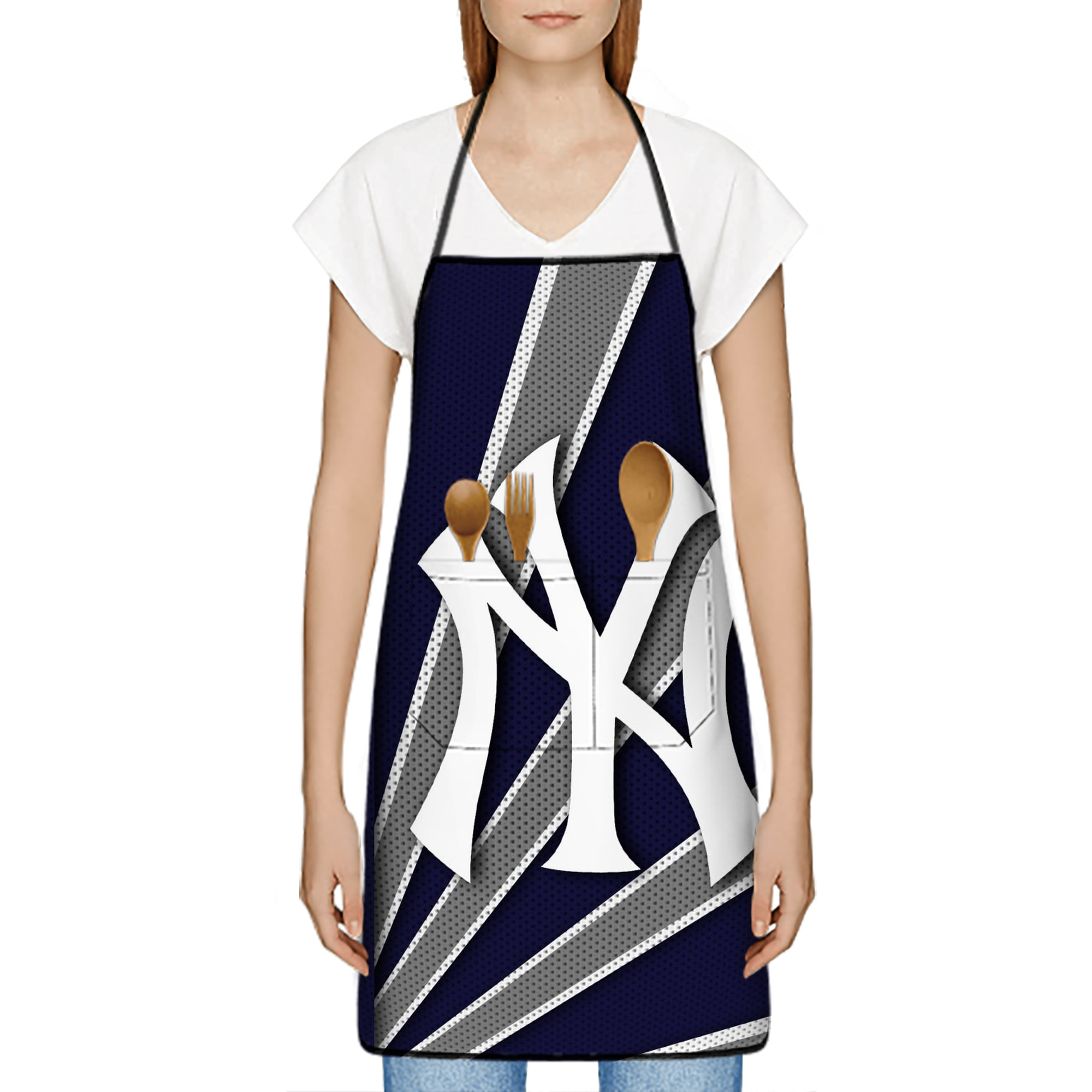 New York Yankees 321 Stain-Resistant Polyester Apron With Pocket – Full Print, Waterproof, Anti-Wrinkle, Anti-Pilling – Ideal For Kitchen, BBQ, Restaurant, Salon & More