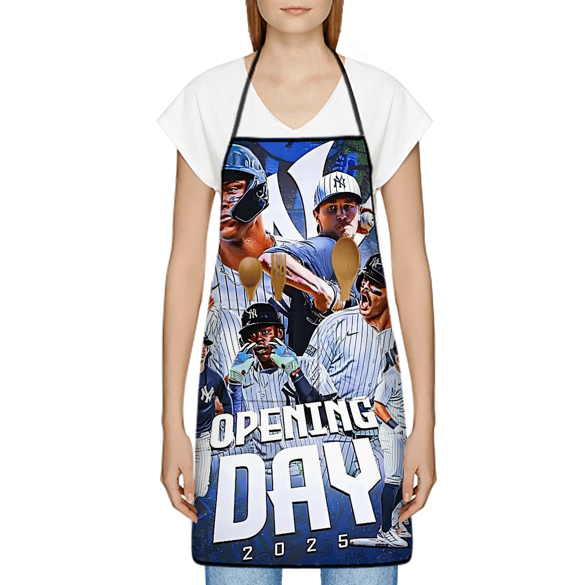 New York Yankees 215 Stain-Resistant Polyester Apron With Pocket – Full Print, Waterproof, Anti-Wrinkle, Anti-Pilling – Ideal For Kitchen, BBQ, Restaurant, Salon & More