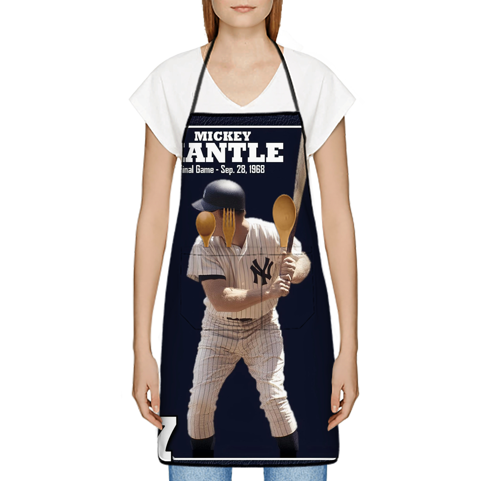 New York Yankees 344 Stain-Resistant Polyester Apron With Pocket – Full Print, Waterproof, Anti-Wrinkle, Anti-Pilling – Ideal For Kitchen, BBQ, Restaurant, Salon & More