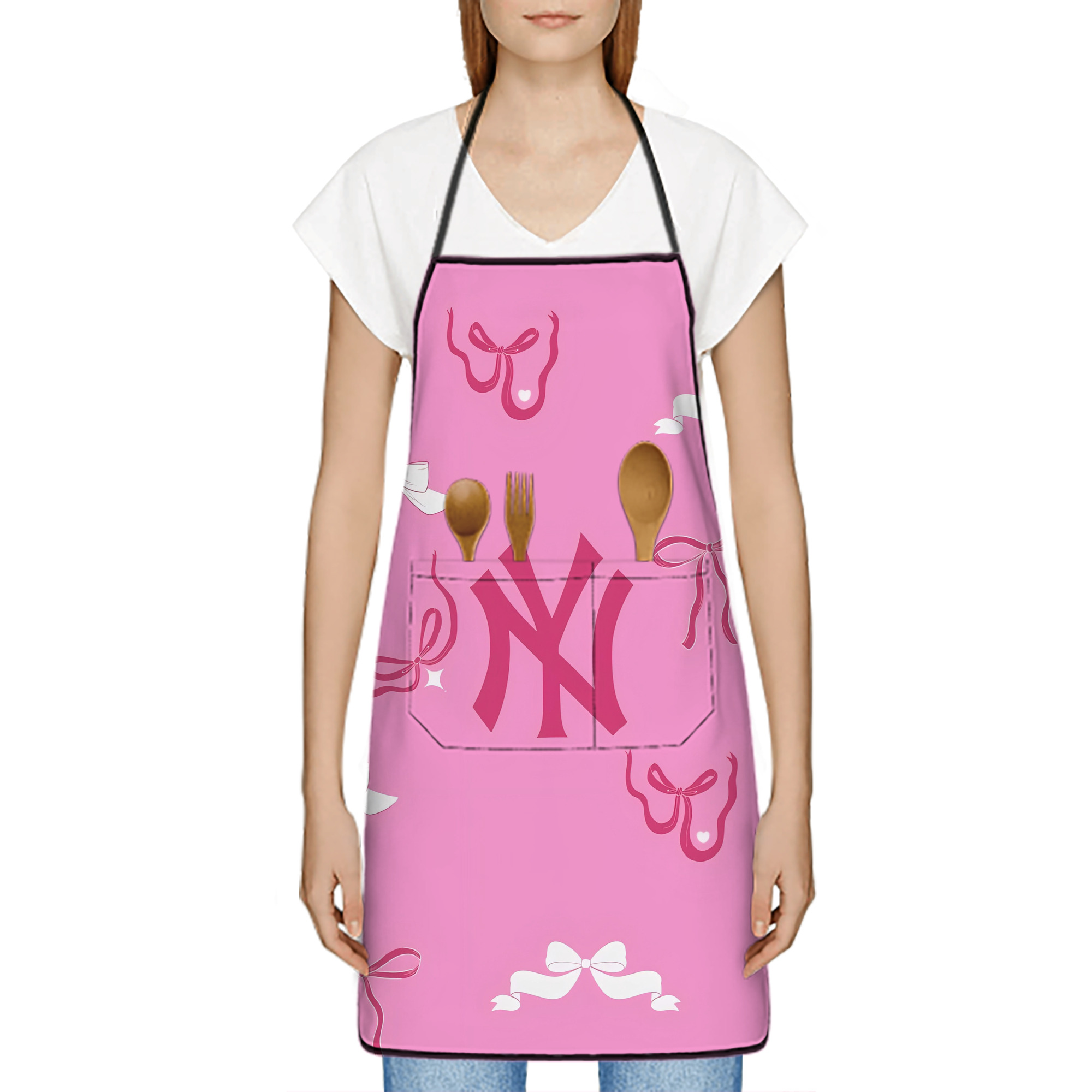 New York Yankees 220 Stain-Resistant Polyester Apron With Pocket – Full Print, Waterproof, Anti-Wrinkle, Anti-Pilling – Ideal For Kitchen, BBQ, Restaurant, Salon & More