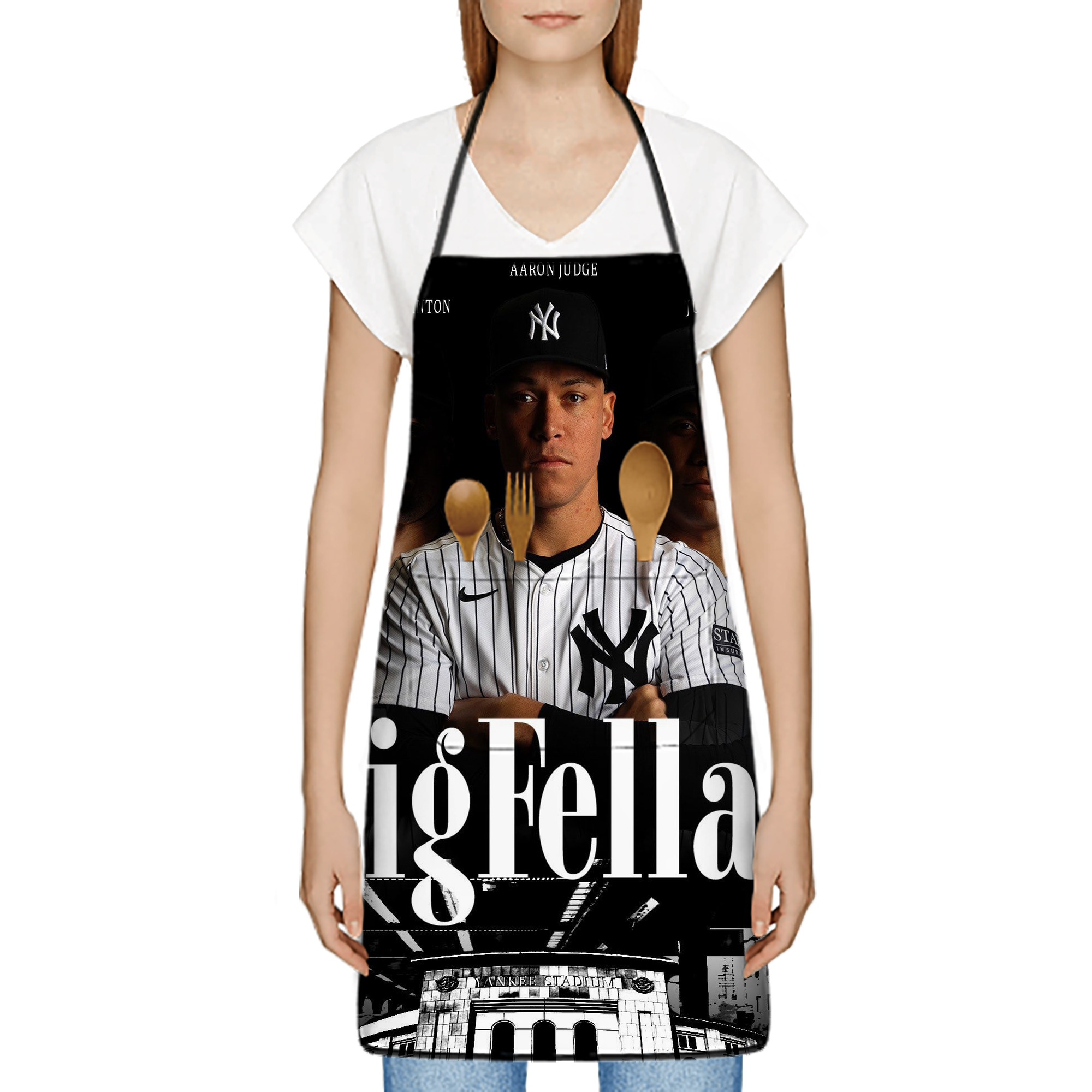 New York Yankees 341 Stain-Resistant Polyester Apron With Pocket – Full Print, Waterproof, Anti-Wrinkle, Anti-Pilling – Ideal For Kitchen, BBQ, Restaurant, Salon & More