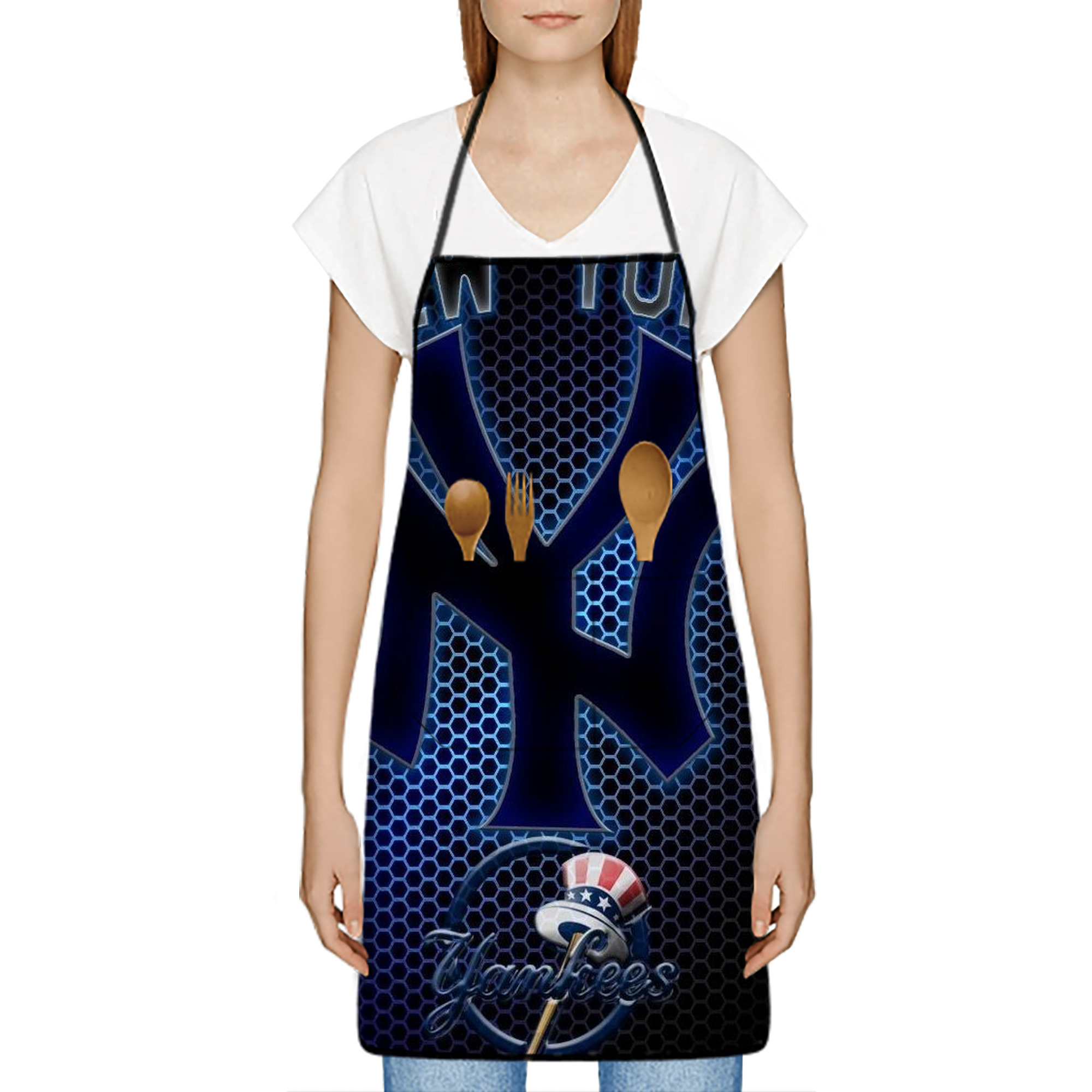 New York Yankees 319 Stain-Resistant Polyester Apron With Pocket – Full Print, Waterproof, Anti-Wrinkle, Anti-Pilling – Ideal For Kitchen, BBQ, Restaurant, Salon & More