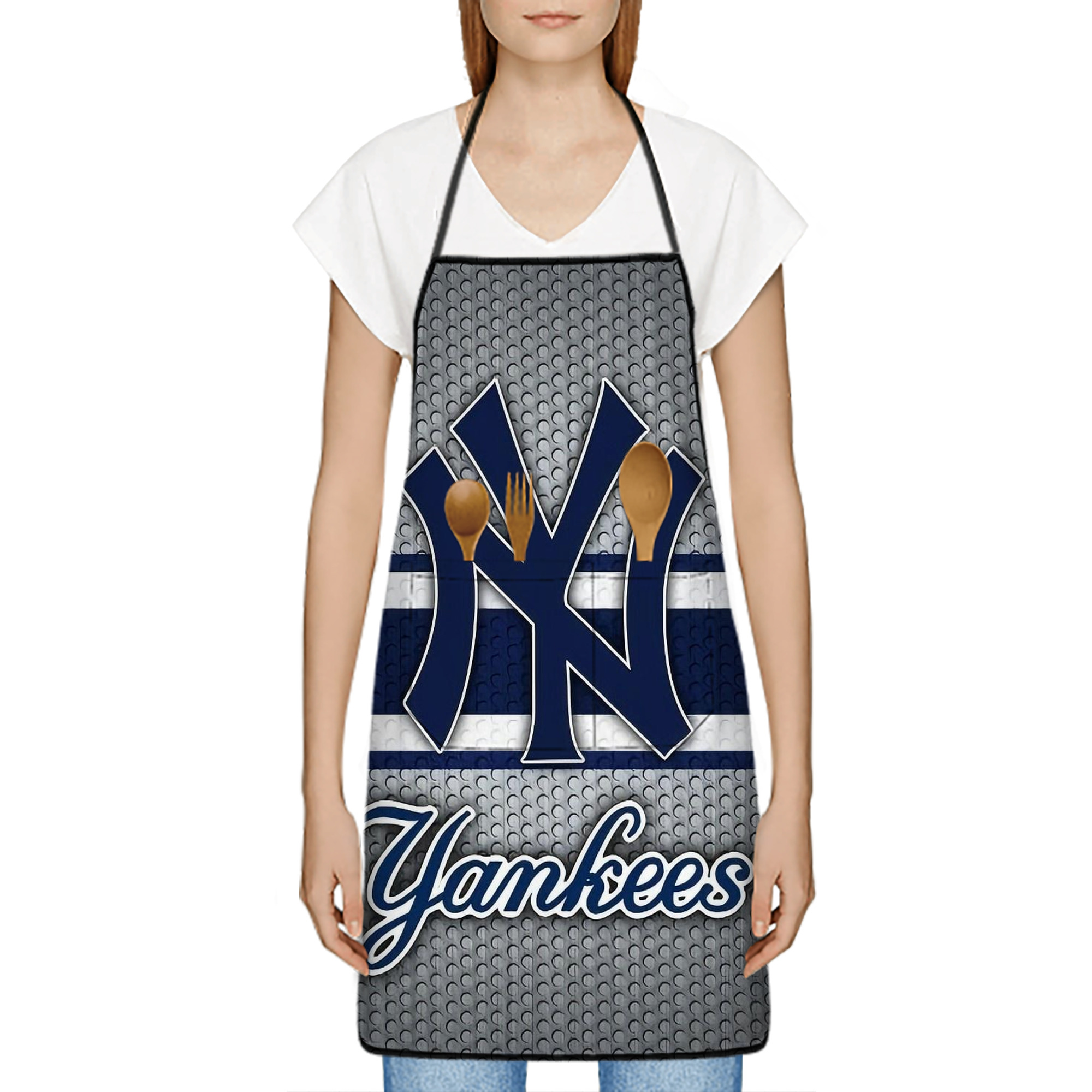 New York Yankees 311 Stain-Resistant Polyester Apron With Pocket – Full Print, Waterproof, Anti-Wrinkle, Anti-Pilling – Ideal For Kitchen, BBQ, Restaurant, Salon & More