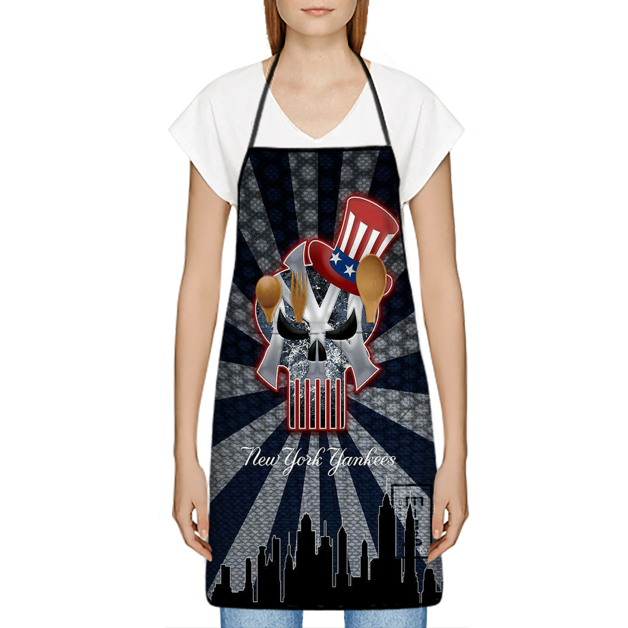 New York Yankees 340 Stain-Resistant Polyester Apron With Pocket – Full Print, Waterproof, Anti-Wrinkle, Anti-Pilling – Ideal For Kitchen, BBQ, Restaurant, Salon & More