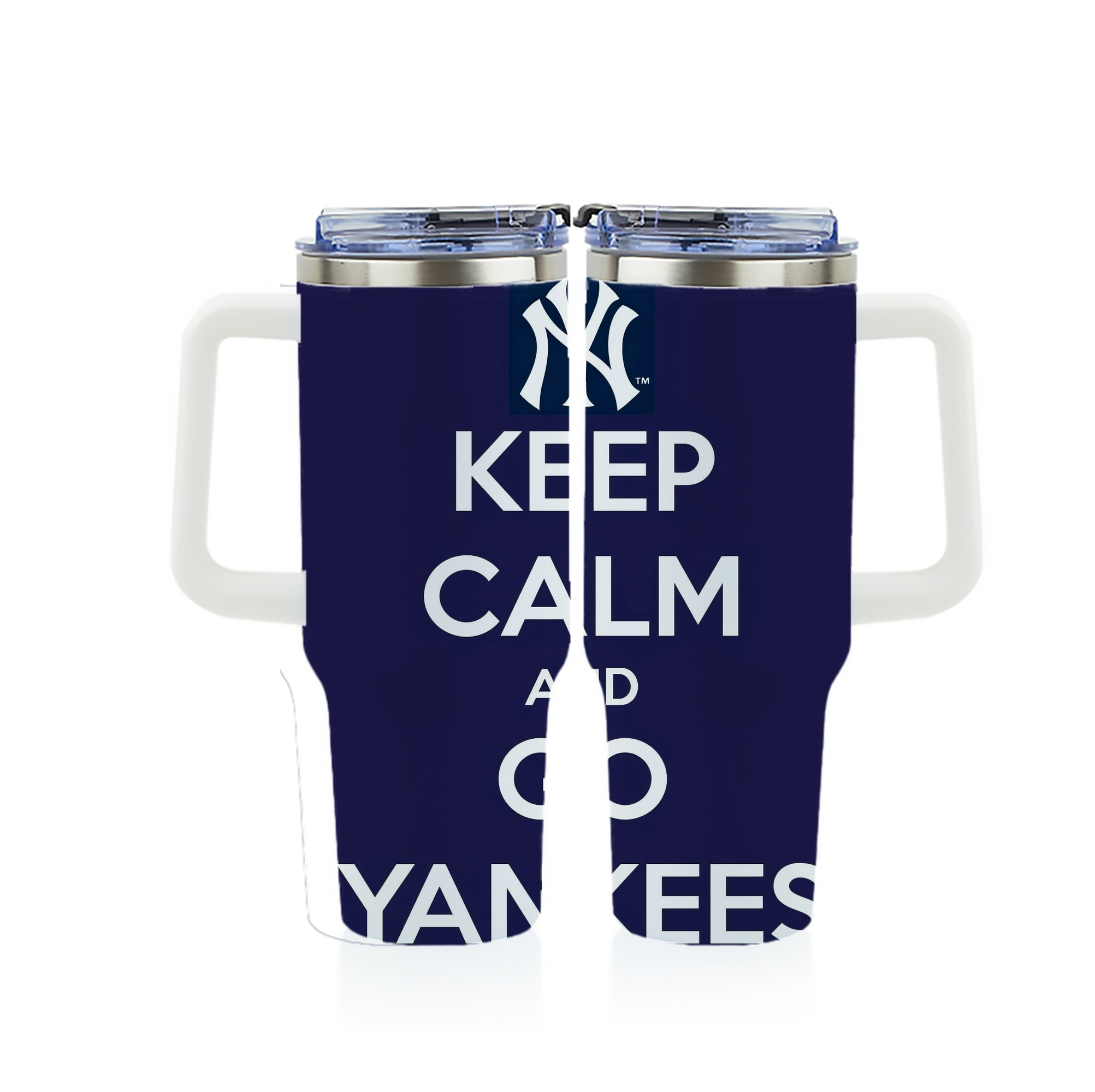New York Yankees Keep Calm and Go Yankees 40oz Full Wrap Car Tumbler – Durable Stainless Steel Travel Mug With Vibrant UV Print – Double Wall Insulated, Fits Most Car Cup Holders