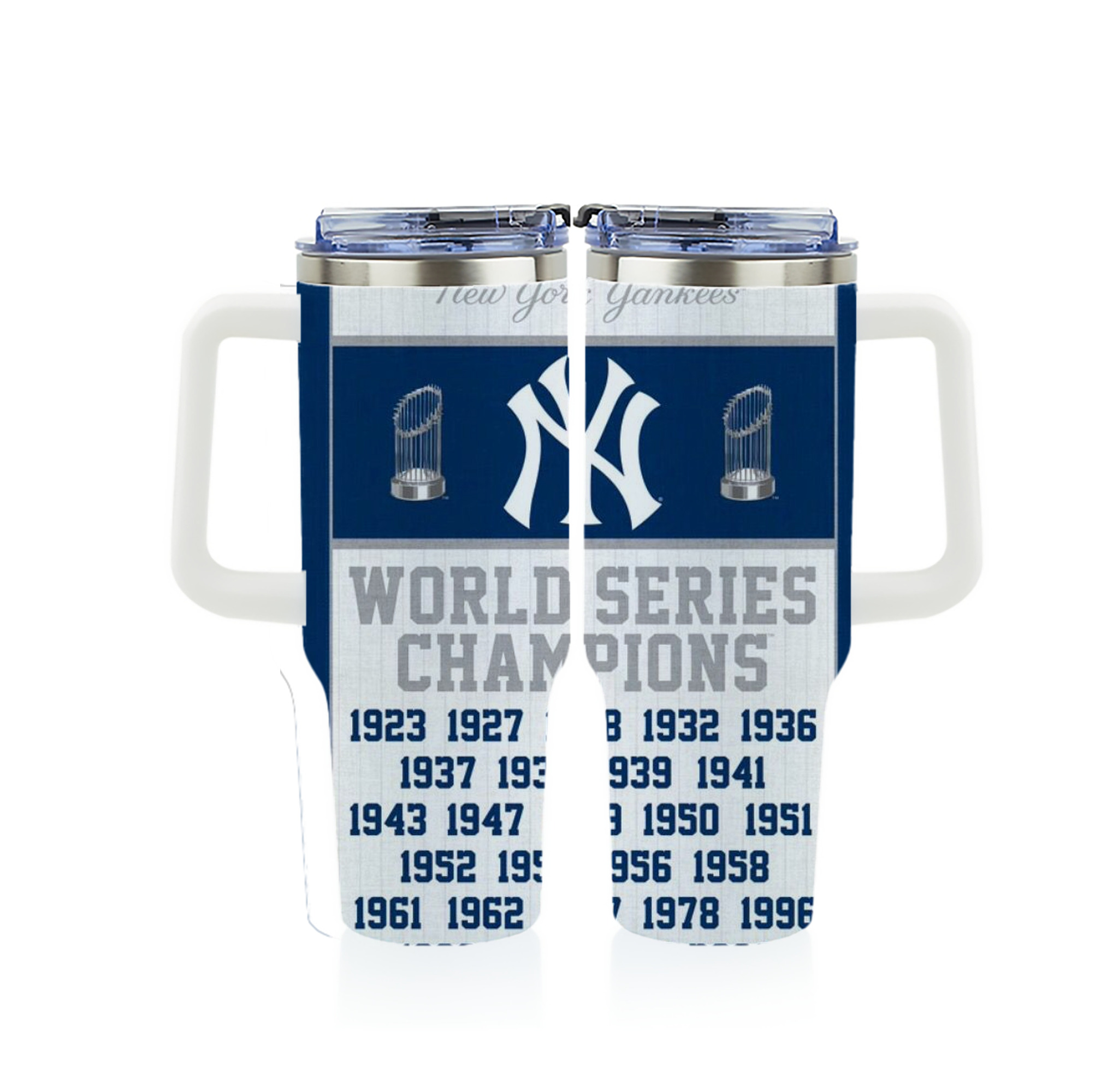 New York Yankees WS Champions Years 40oz Full Wrap Car Tumbler – Durable Stainless Steel Travel Mug With Vibrant UV Print – Double Wall Insulated, Fits Most Car Cup Holders