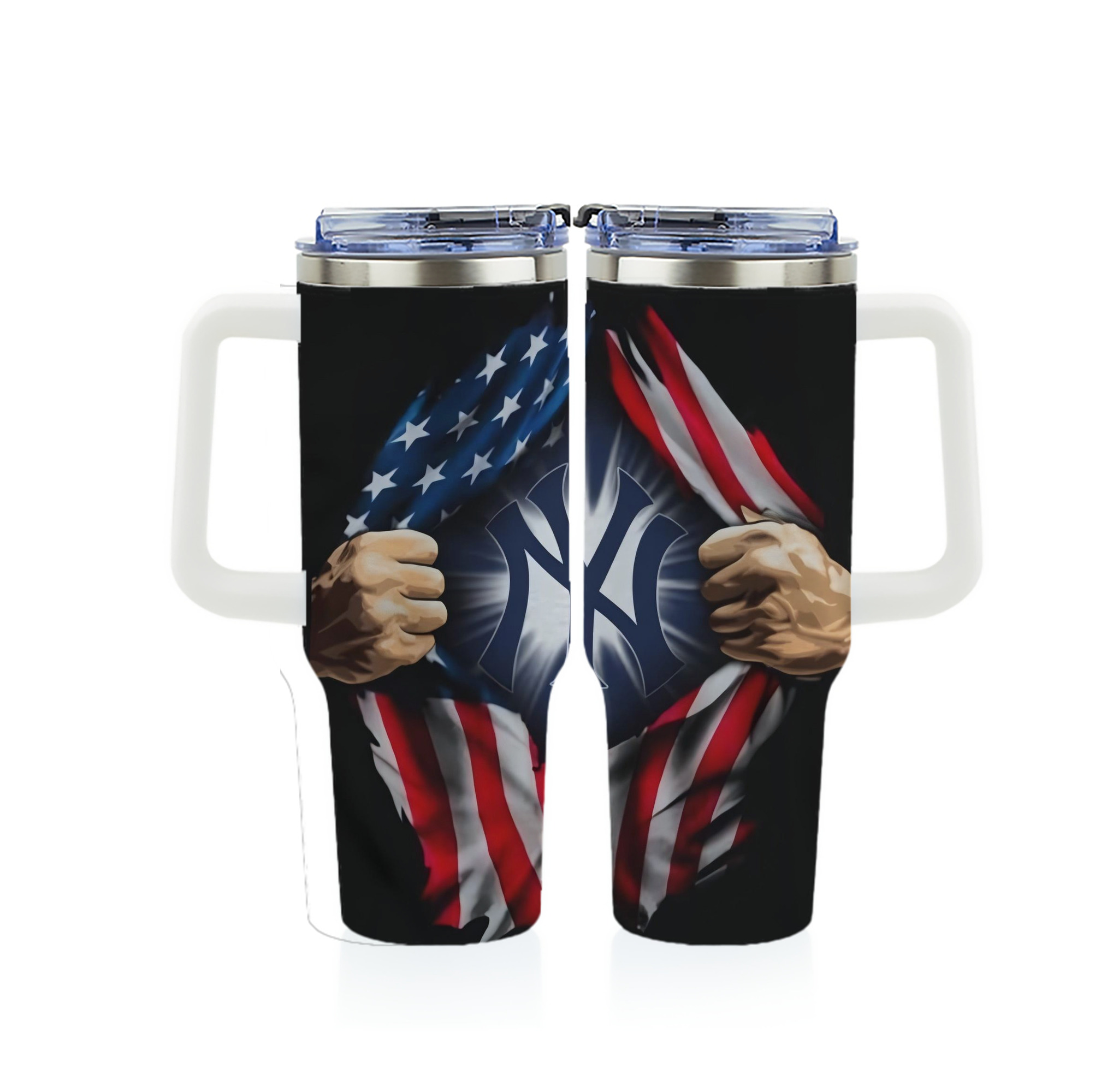 New York Yankees US Flag Yankees Inside Me 40oz Full Wrap Car Tumbler – Durable Stainless Steel Travel Mug With Vibrant UV Print – Double Wall Insulated, Fits Most Car Cup Holders
