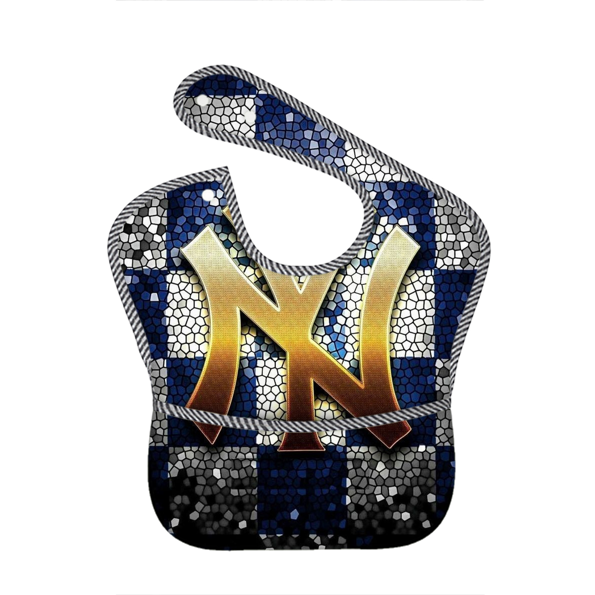 New York Yankees 129 Adjustable Waterproof Toddler Bib – Full-Print Durable Polyester – Foldable Crumb Pocket – Easy Snap Closure – Soft