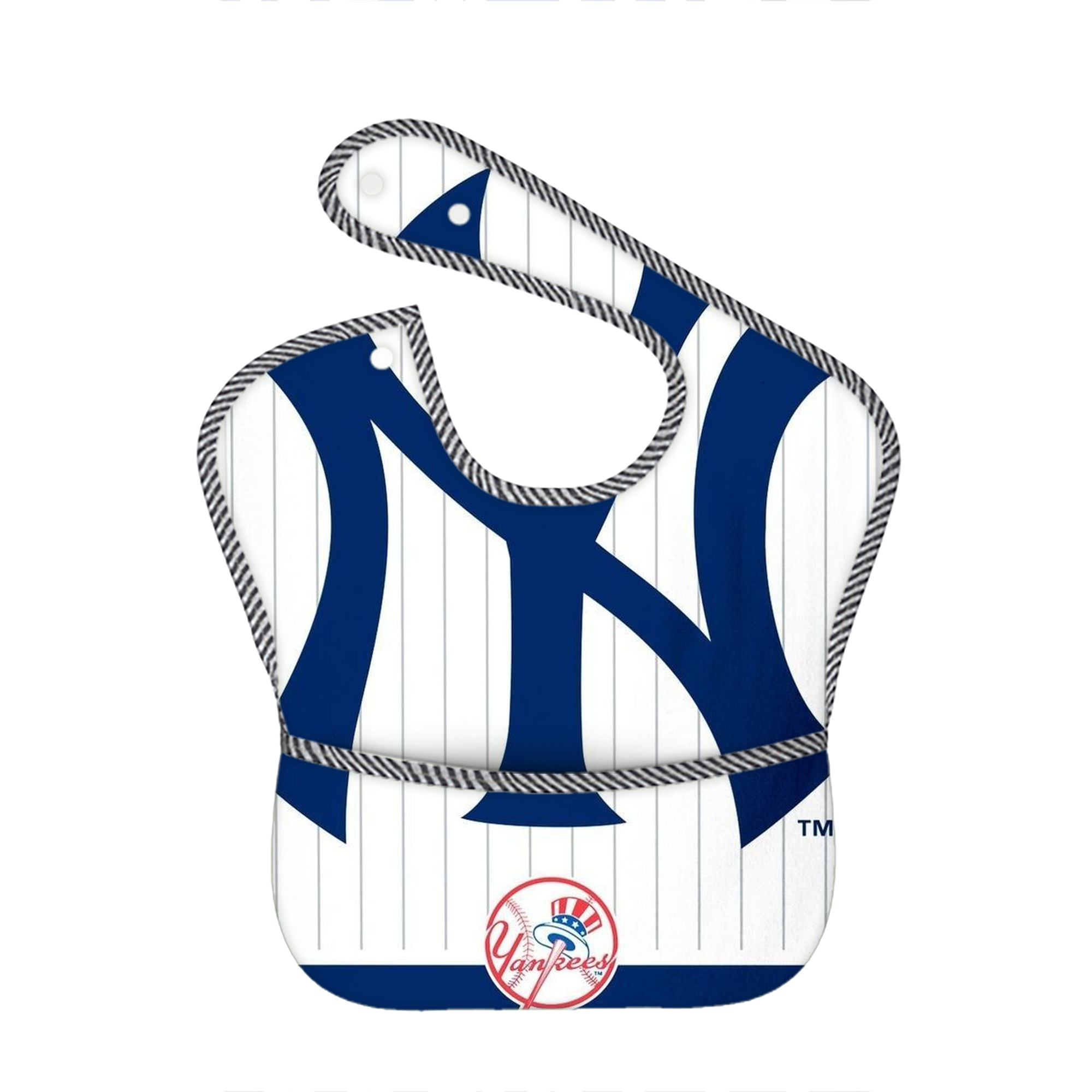 New York Yankees 130 Adjustable Waterproof Toddler Bib – Full-Print Durable Polyester – Foldable Crumb Pocket – Easy Snap Closure – Soft