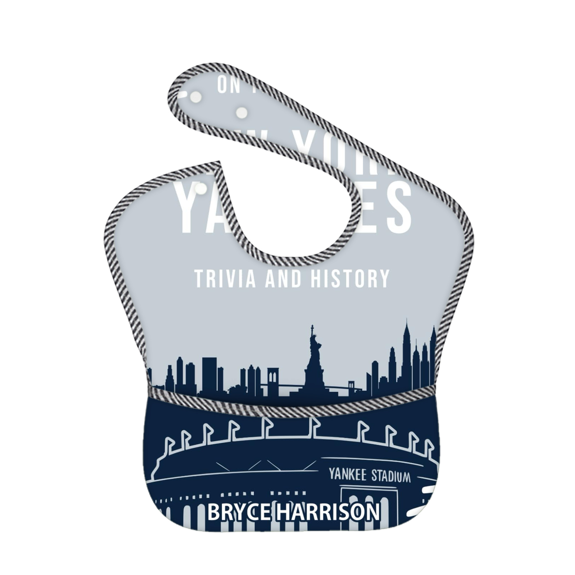 New York Yankees 141 Adjustable Waterproof Toddler Bib – Full-Print Durable Polyester – Foldable Crumb Pocket – Easy Snap Closure – Soft