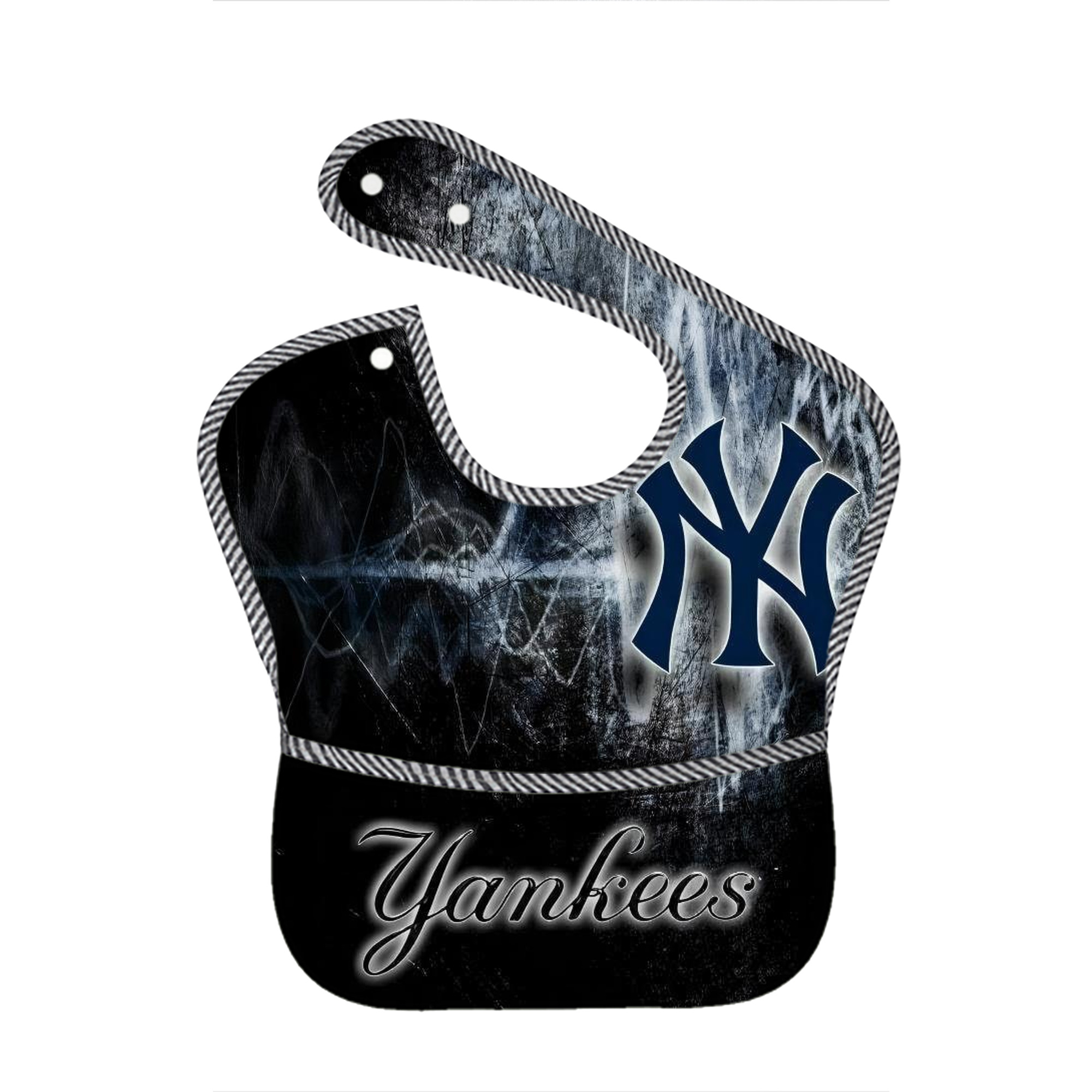New York Yankees 146 Adjustable Waterproof Toddler Bib – Full-Print Durable Polyester – Foldable Crumb Pocket – Easy Snap Closure – Soft