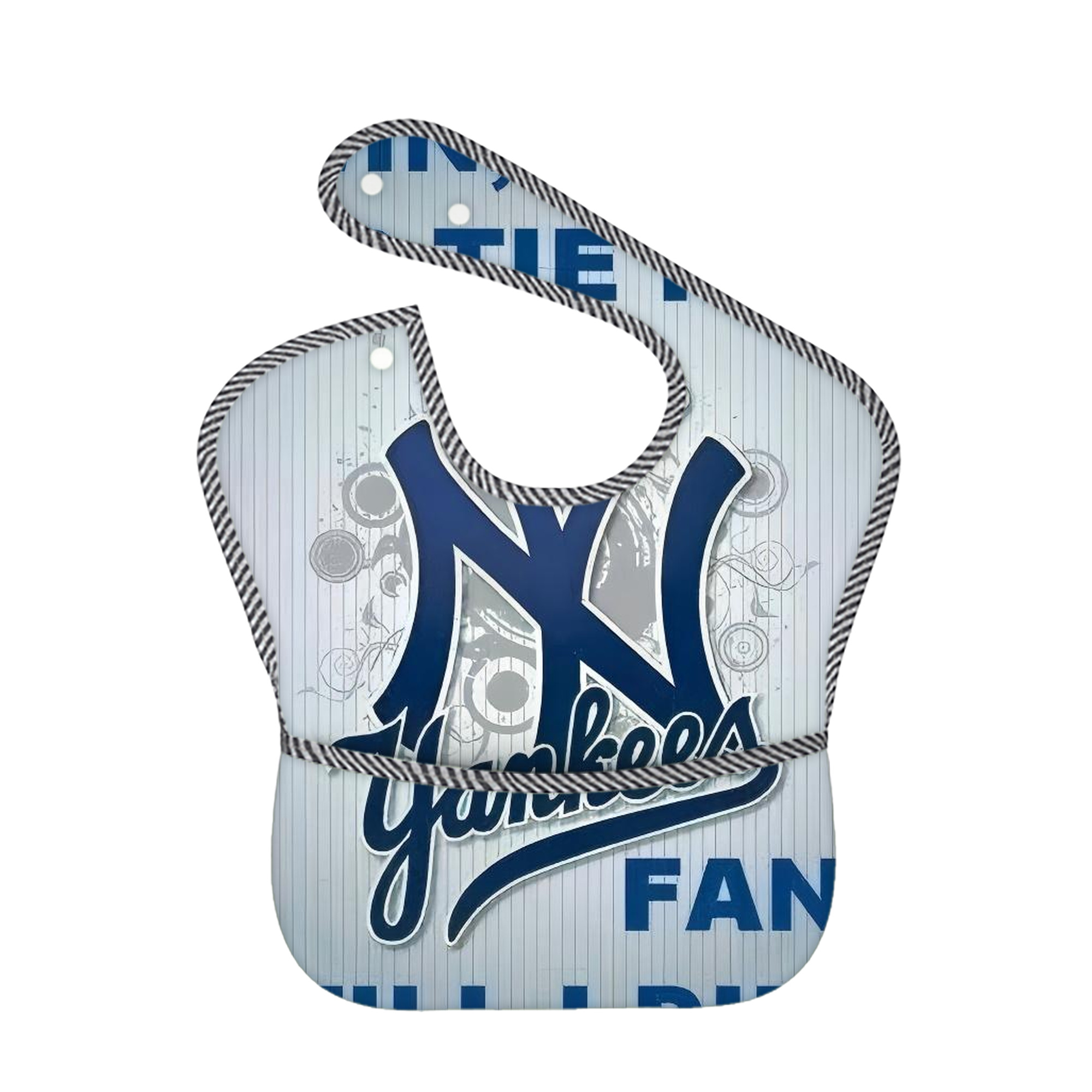 New York Yankees 100 Adjustable Waterproof Toddler Bib – Full-Print Durable Polyester – Foldable Crumb Pocket – Easy Snap Closure – Soft