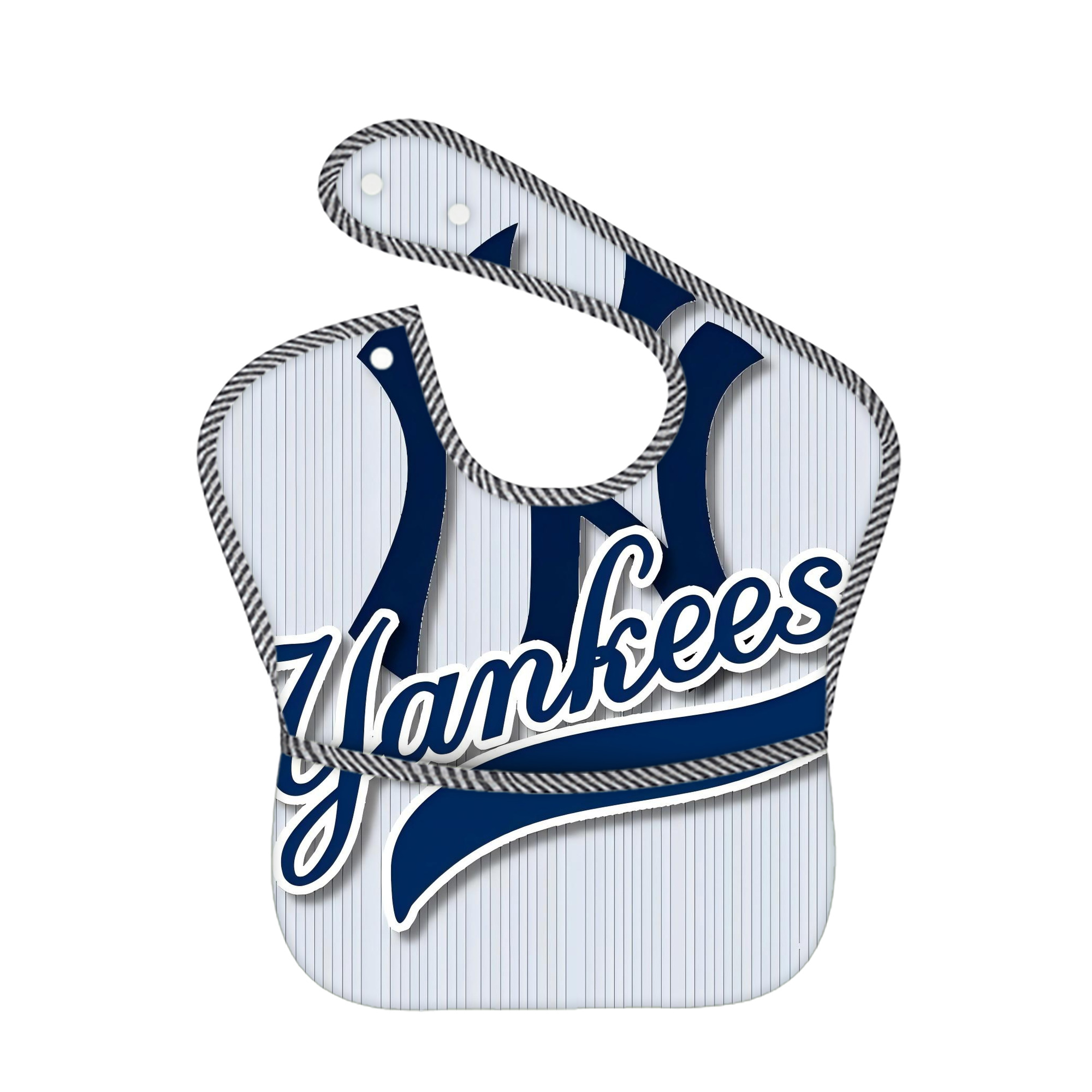 New York Yankees 151 Adjustable Waterproof Toddler Bib – Full-Print Durable Polyester – Foldable Crumb Pocket – Easy Snap Closure – Soft