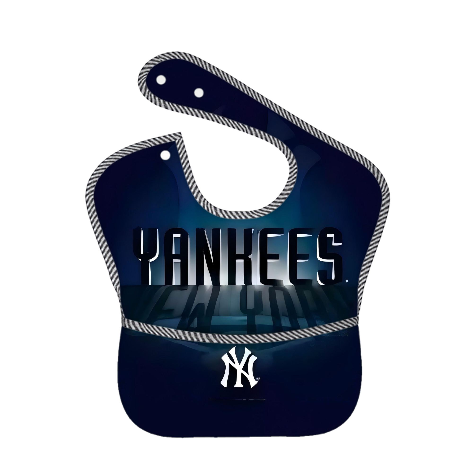 New York Yankees 160 Adjustable Waterproof Toddler Bib – Full-Print Durable Polyester – Foldable Crumb Pocket – Easy Snap Closure – Soft