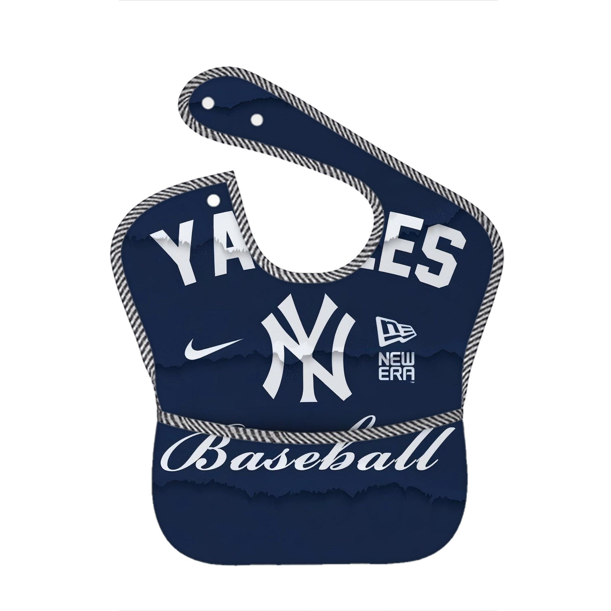 New York Yankees 167 Adjustable Waterproof Toddler Bib – Full-Print Durable Polyester – Foldable Crumb Pocket – Easy Snap Closure – Soft