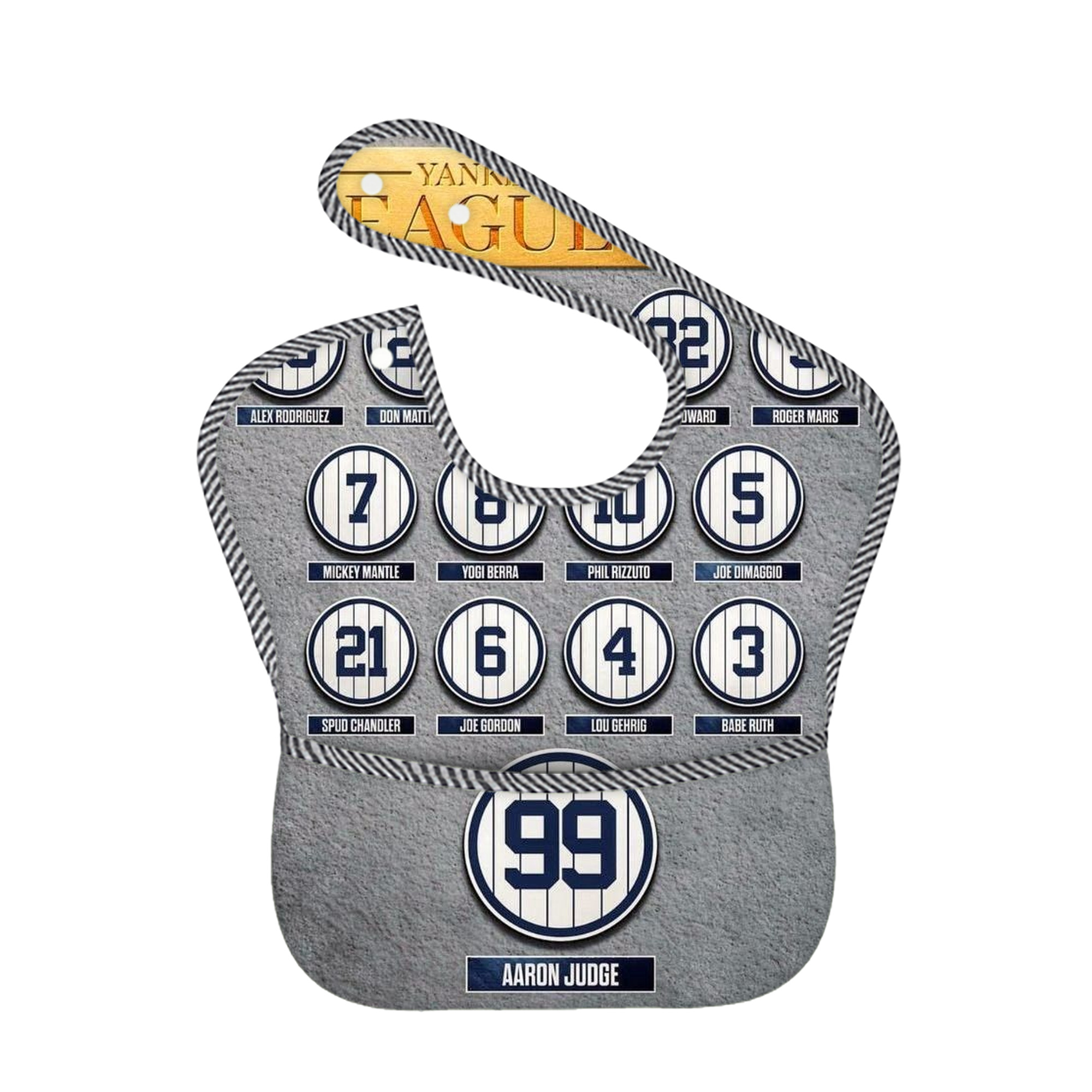 New York Yankees 107 Adjustable Waterproof Toddler Bib – Full-Print Durable Polyester – Foldable Crumb Pocket – Easy Snap Closure – Soft