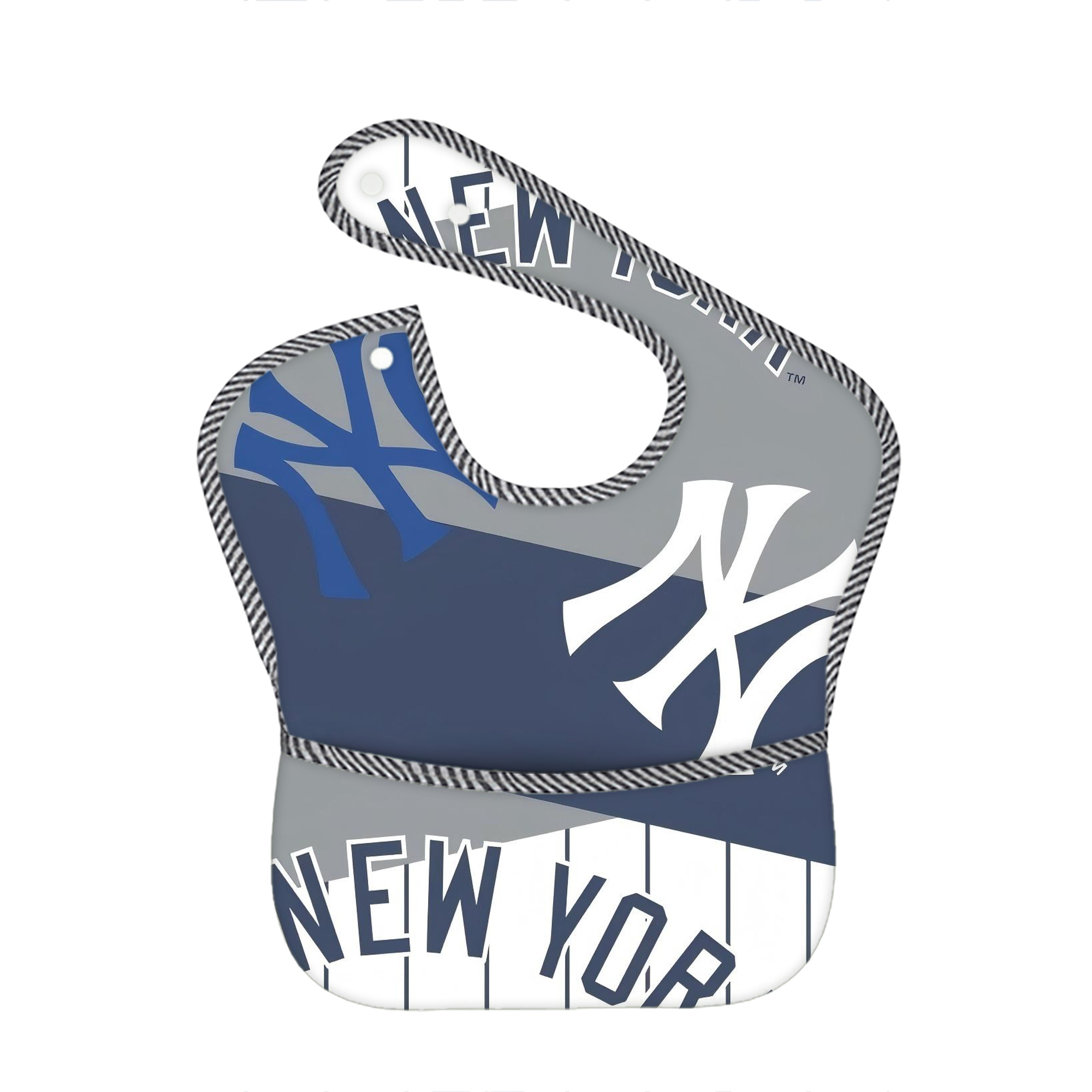New York Yankees 133 Adjustable Waterproof Toddler Bib – Full-Print Durable Polyester – Foldable Crumb Pocket – Easy Snap Closure – Soft