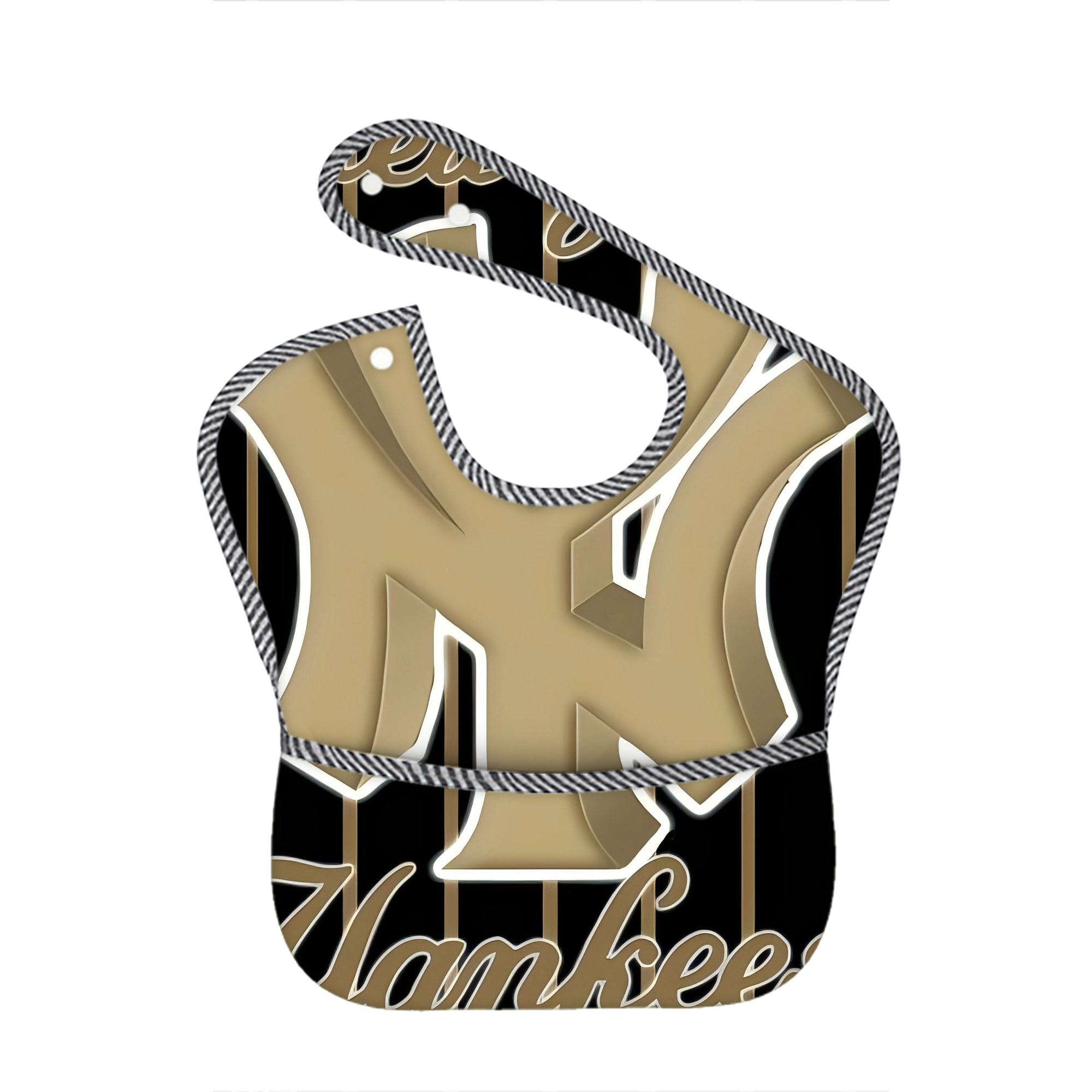 New York Yankees 185 Adjustable Waterproof Toddler Bib – Full-Print Durable Polyester – Foldable Crumb Pocket – Easy Snap Closure – Soft