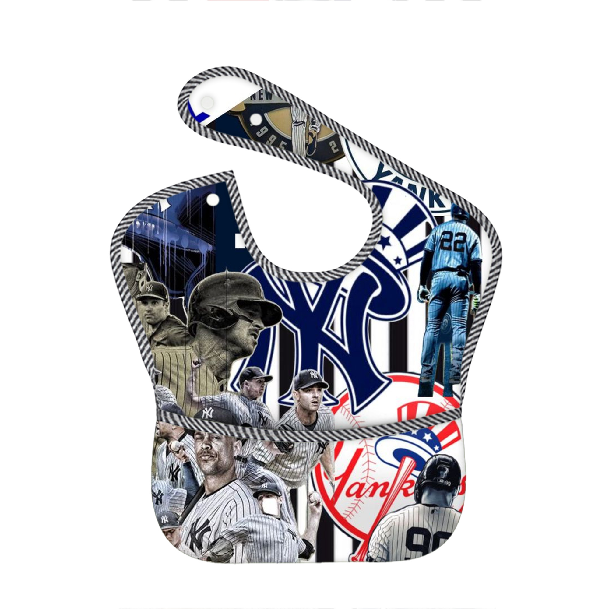 New York Yankees 138 Adjustable Waterproof Toddler Bib – Full-Print Durable Polyester – Foldable Crumb Pocket – Easy Snap Closure – Soft