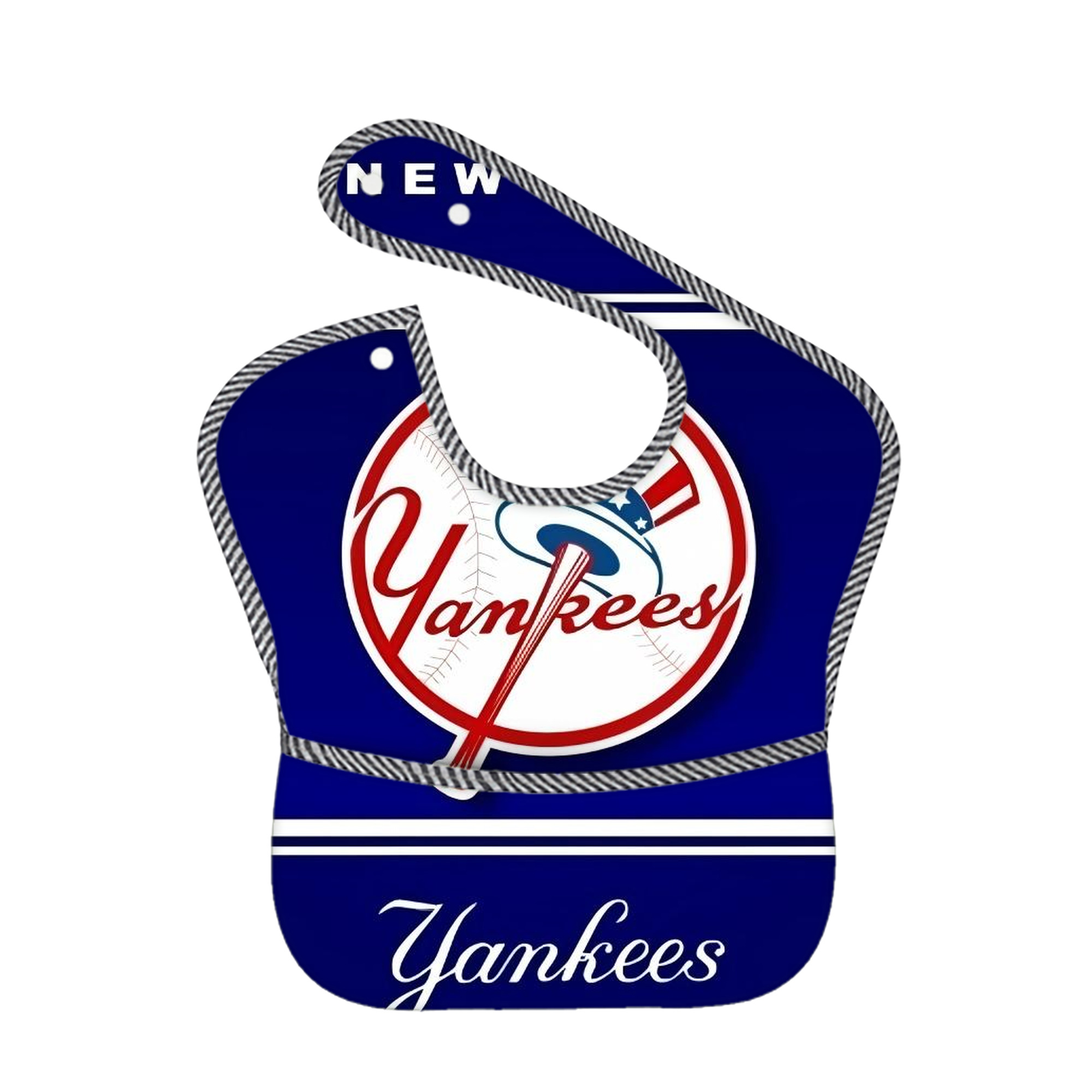 New York Yankees 139 Adjustable Waterproof Toddler Bib – Full-Print Durable Polyester – Foldable Crumb Pocket – Easy Snap Closure – Soft