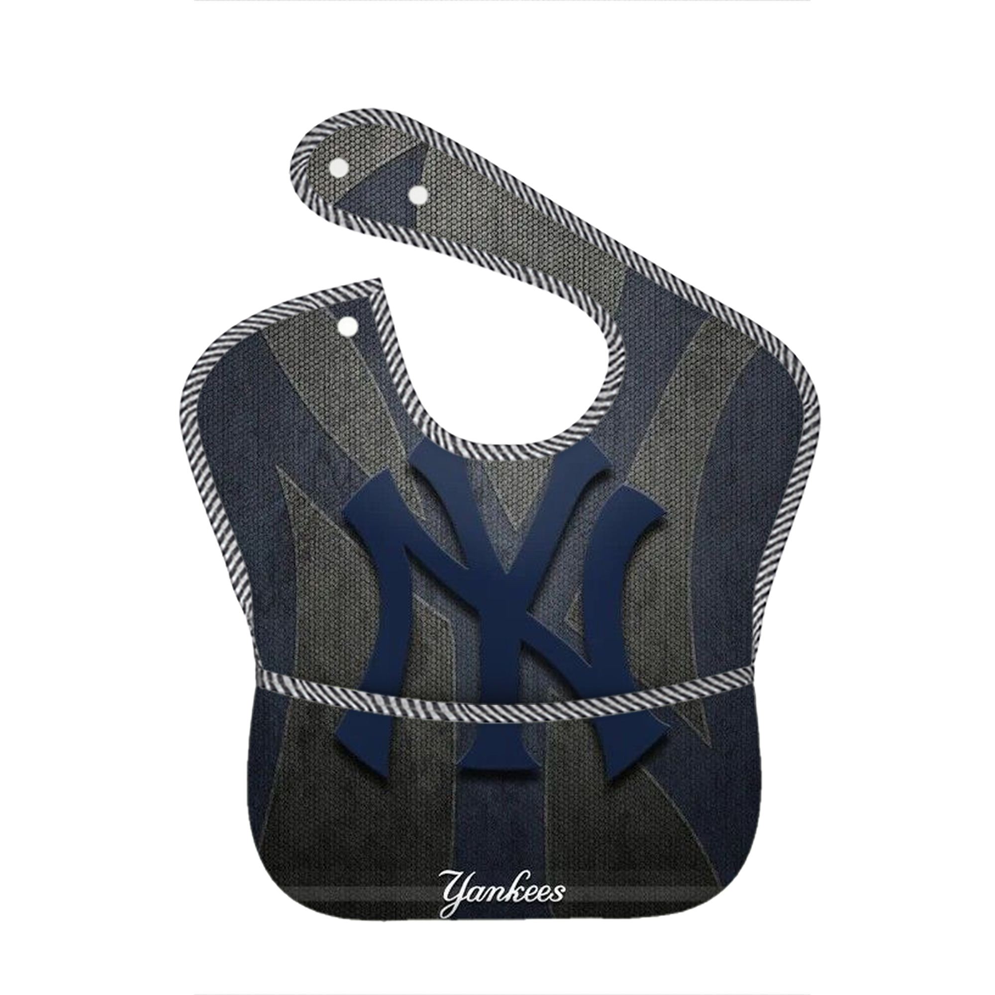 New York Yankees 153 Adjustable Waterproof Toddler Bib – Full-Print Durable Polyester – Foldable Crumb Pocket – Easy Snap Closure – Soft