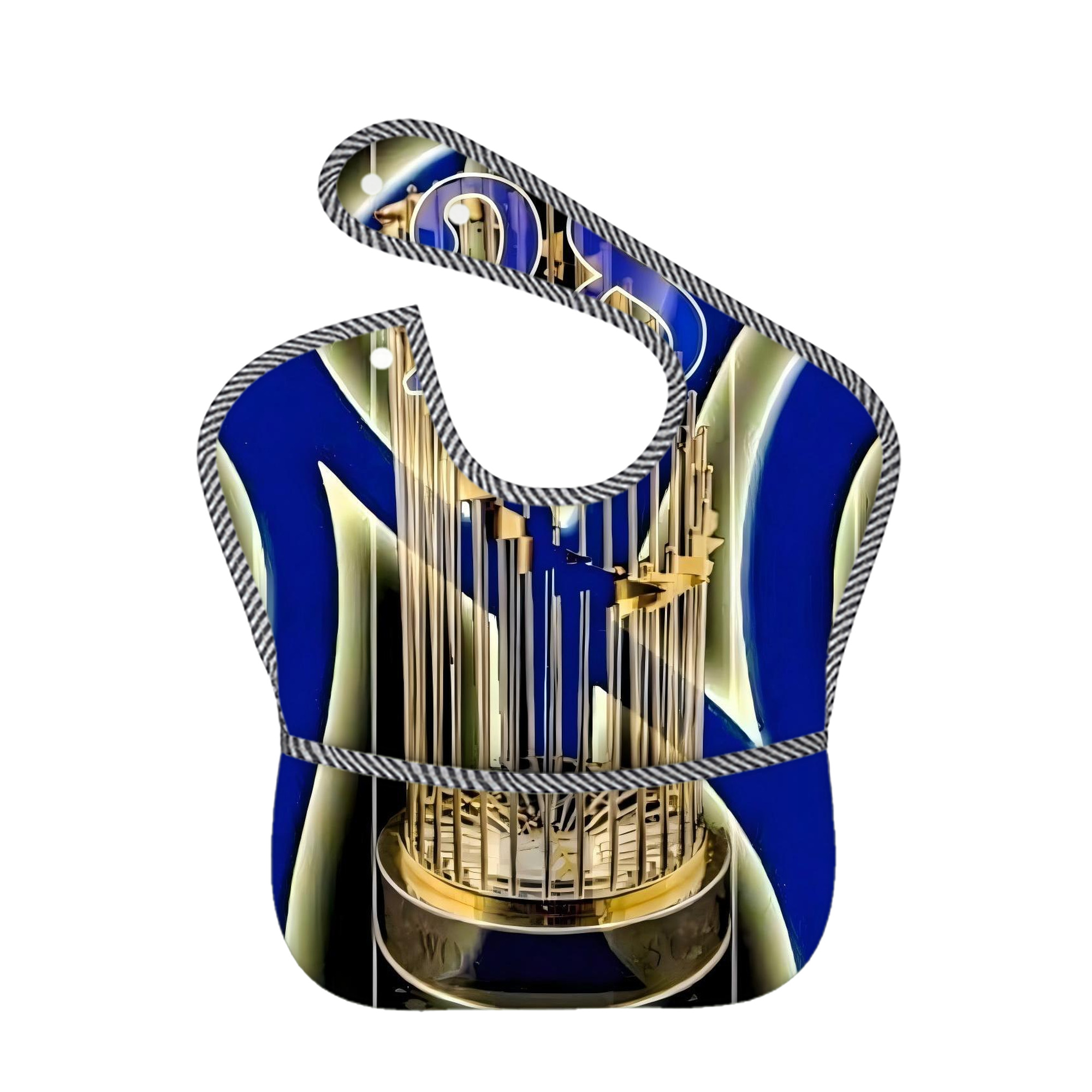 New York Yankees 212 Adjustable Waterproof Toddler Bib – Full-Print Durable Polyester – Foldable Crumb Pocket – Easy Snap Closure – Soft