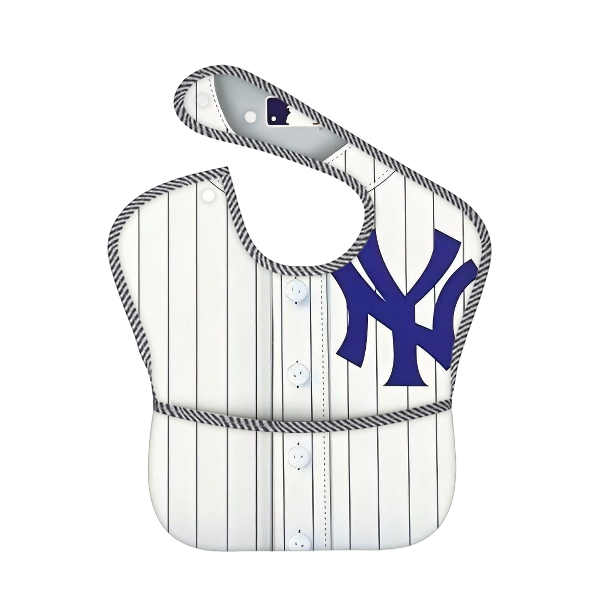 New York Yankees 213 Adjustable Waterproof Toddler Bib – Full-Print Durable Polyester – Foldable Crumb Pocket – Easy Snap Closure – Soft