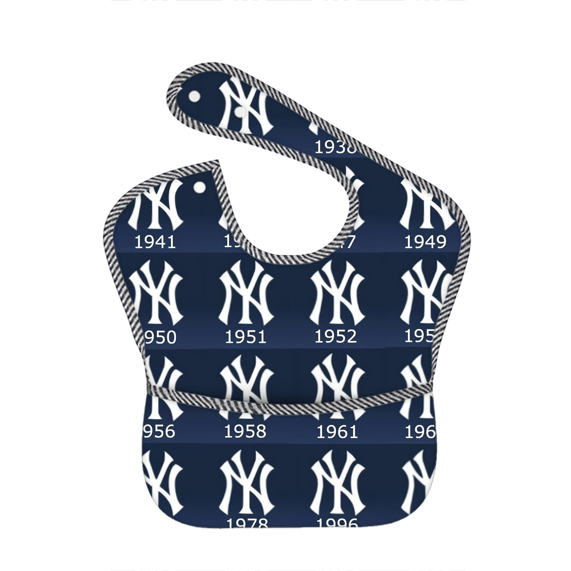 New York Yankees 229 Adjustable Waterproof Toddler Bib – Full-Print Durable Polyester – Foldable Crumb Pocket – Easy Snap Closure – Soft